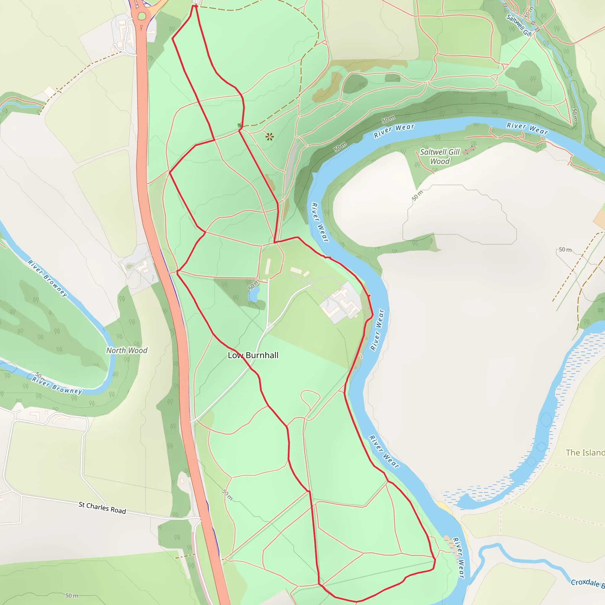 Low Burnhall Loop mobile static map