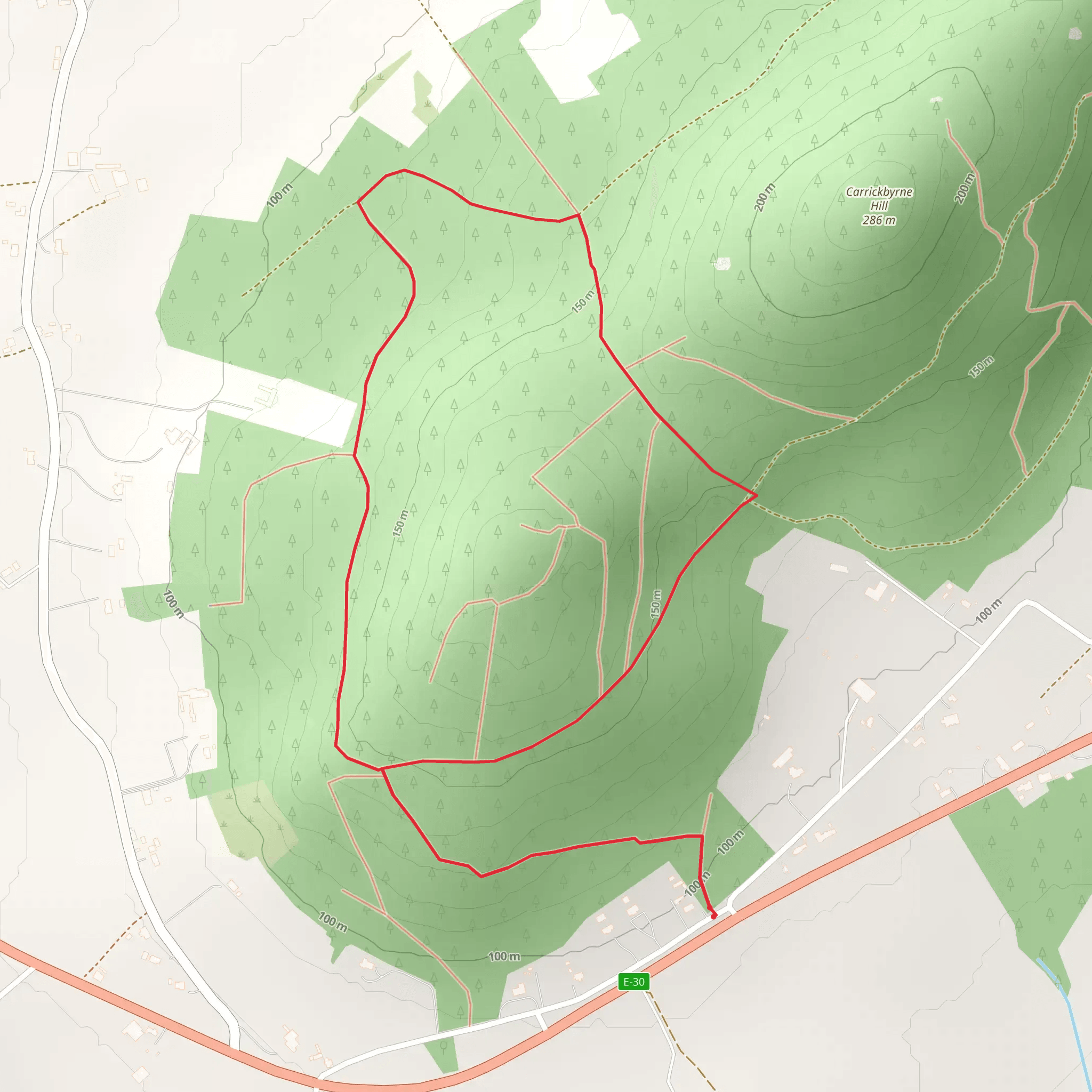 Carrickbyrne Hill - Yellow Loop mobile static map