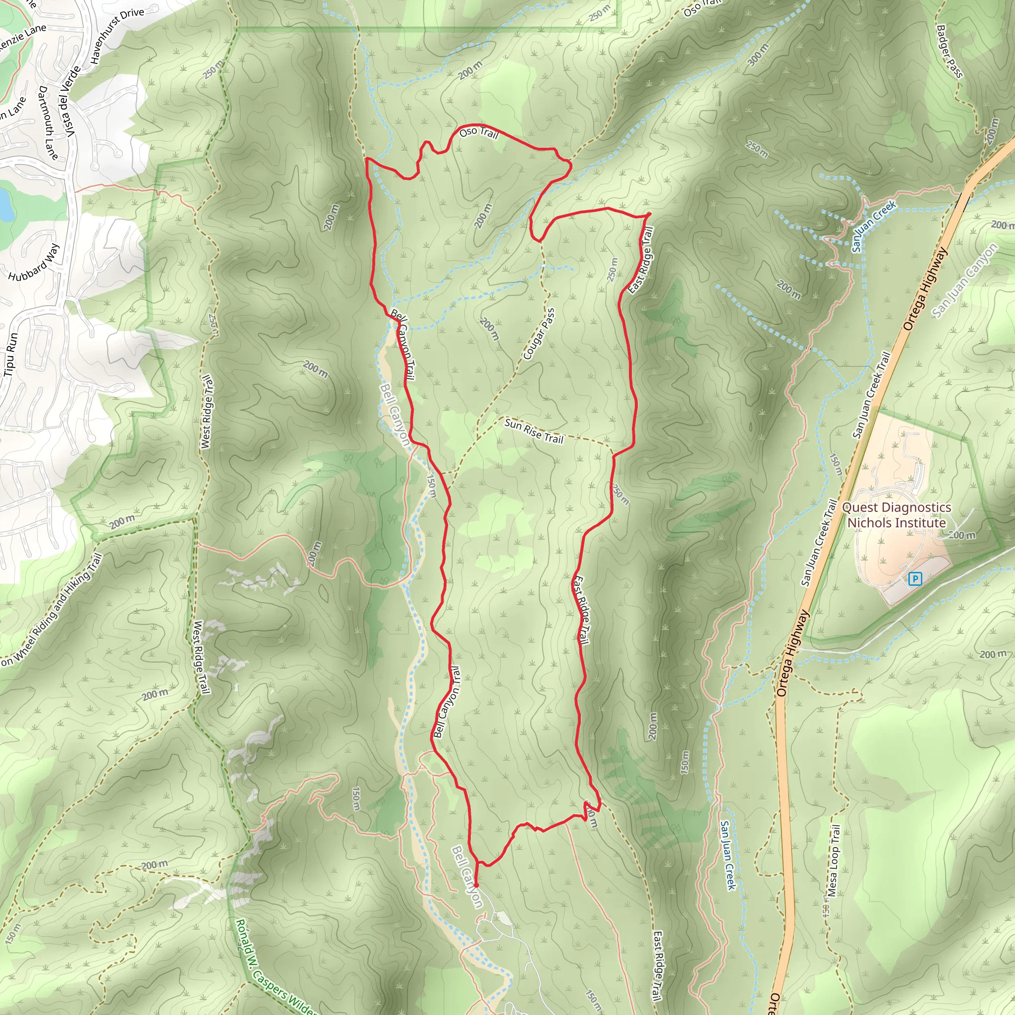Quail Run - Bell Canyon Loop Trail mobile static map