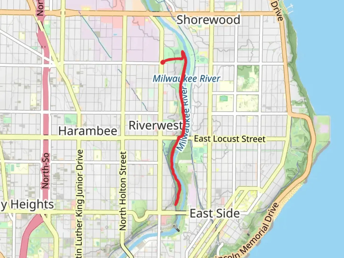 An image depicting the trail Gordon Park - Milwaukee River Trail and its surrounding area.