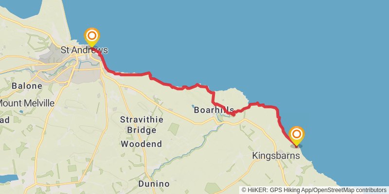 Shell Bay to St Andrews via Fife Coast Path stage 3 Map