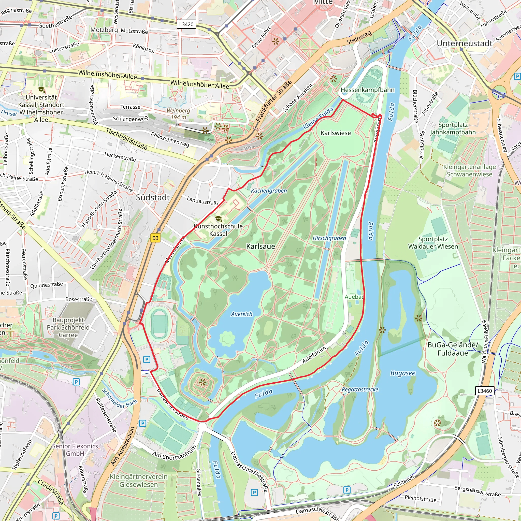 KarlsaueLoop via Fuldapromenade - Kassel mobile static map