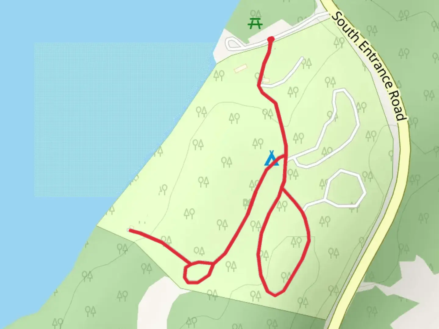 An image depicting the trail Lewis Lake Campground and its surrounding area.