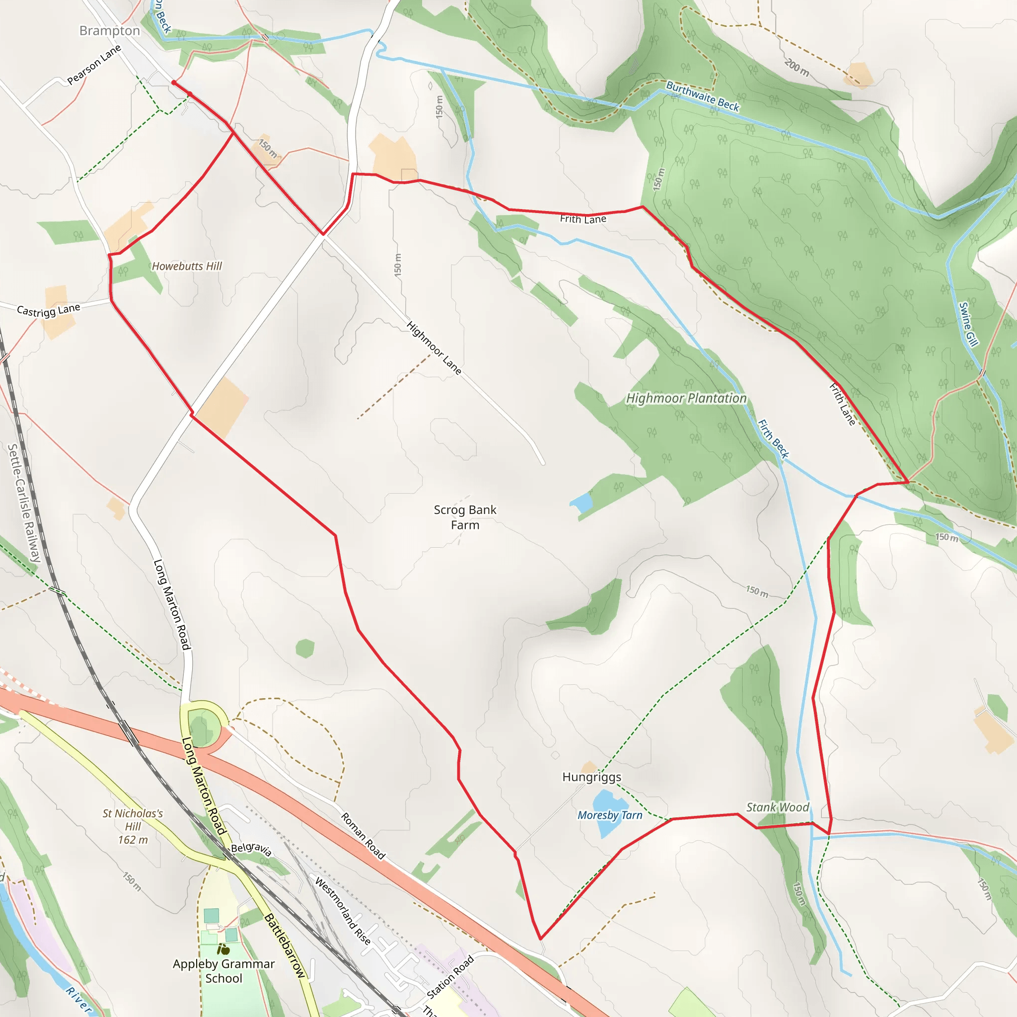 Howebutts Hill and Firth Beck Loop mobile static map
