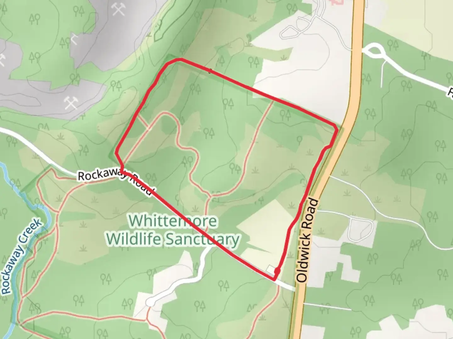 An image depicting the trail Oak Bridge Hike Loop and its surrounding area.