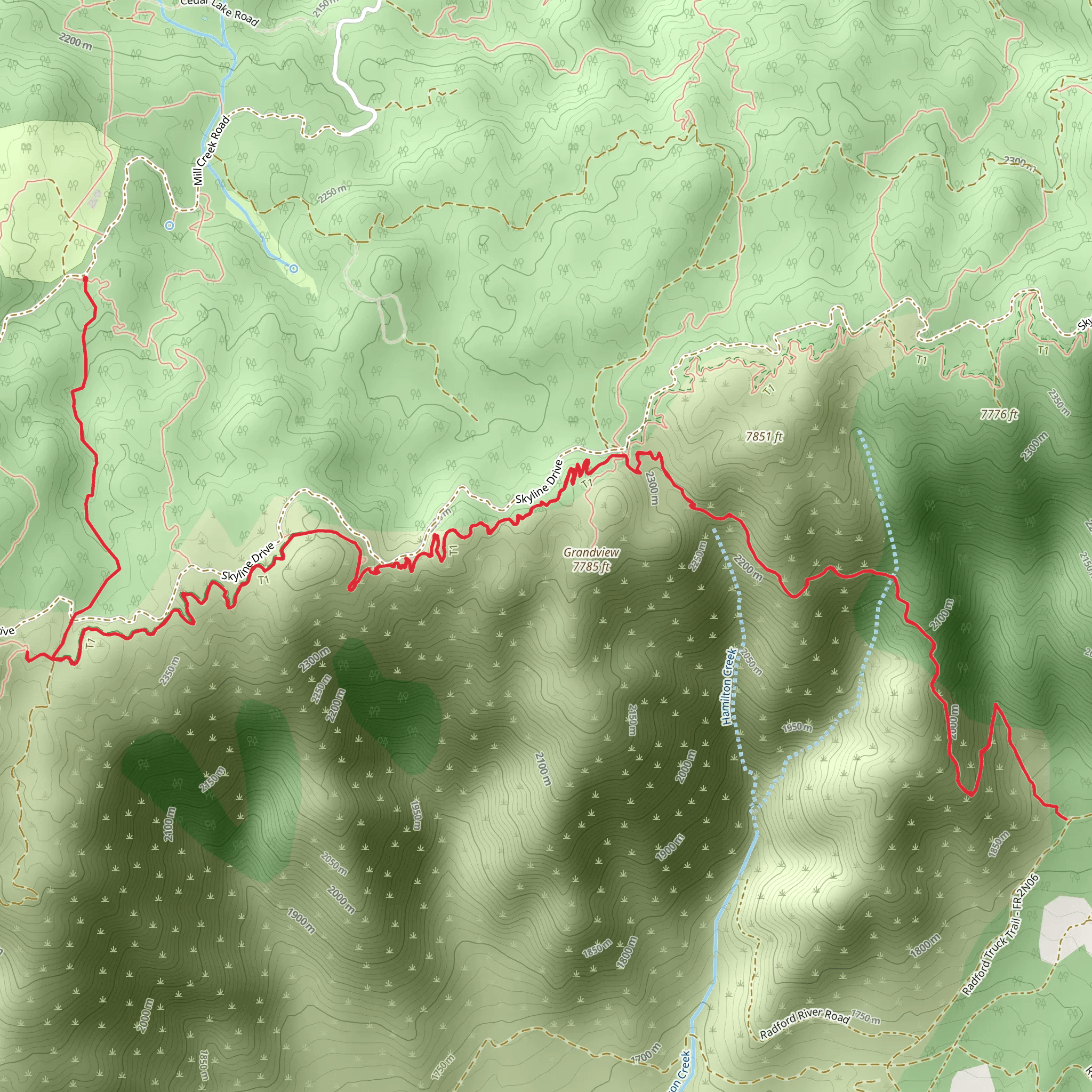 Plantation Trail, Skyline Trail and Seven Oaks Trail mobile static map