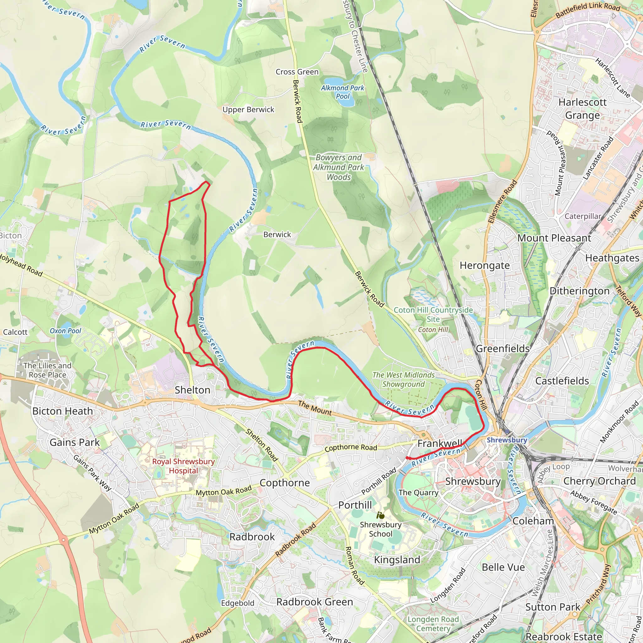 River Severn Loop - Shrewsbury mobile static map