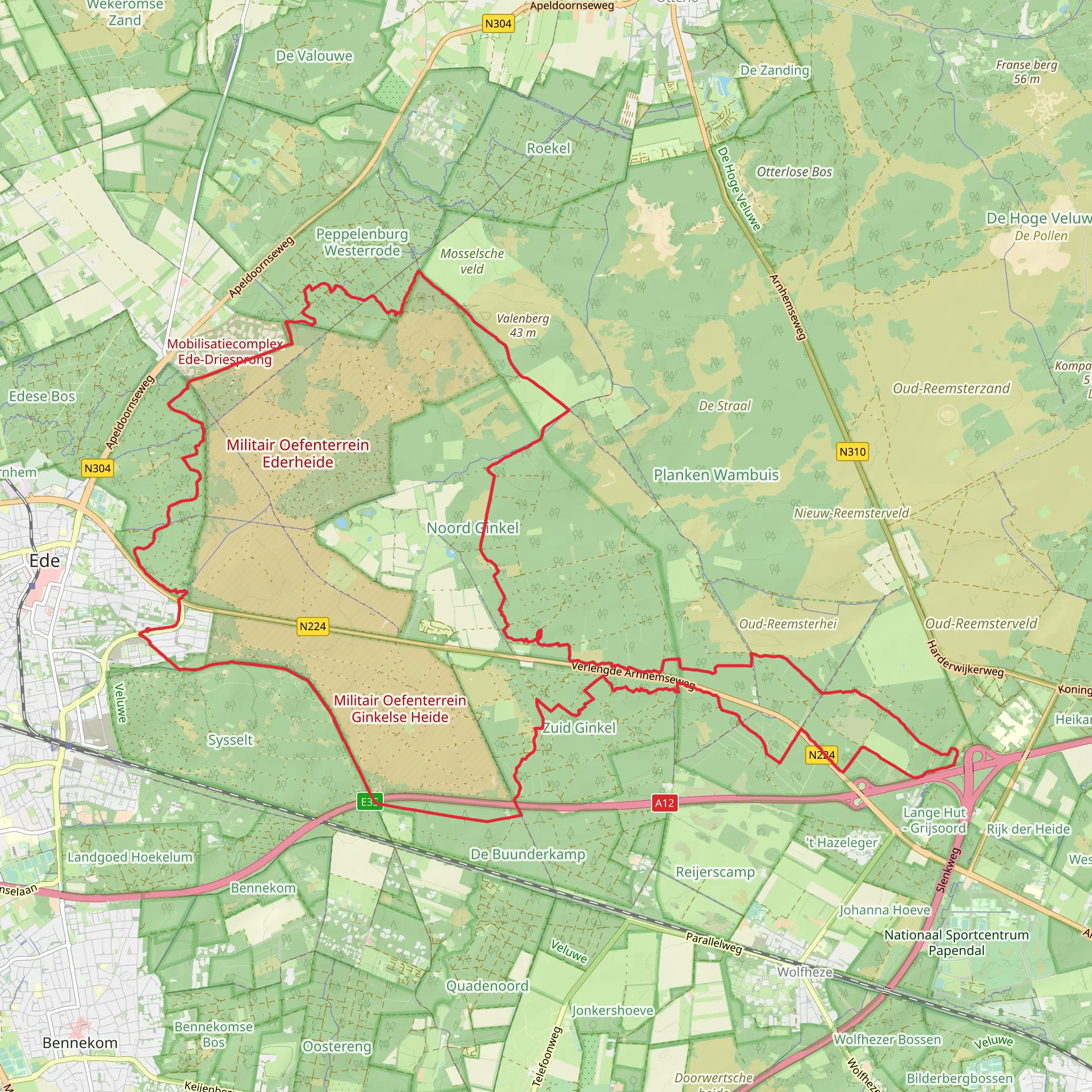 Edesche Heide, Planken Wambuis and Ginkelsche Heide Loop mobile static map