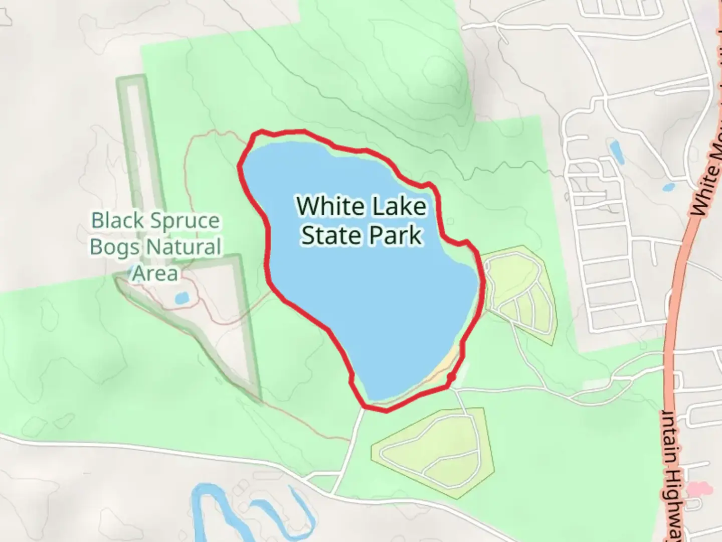 An image depicting the trail White Lake Loop Trail and its surrounding area.