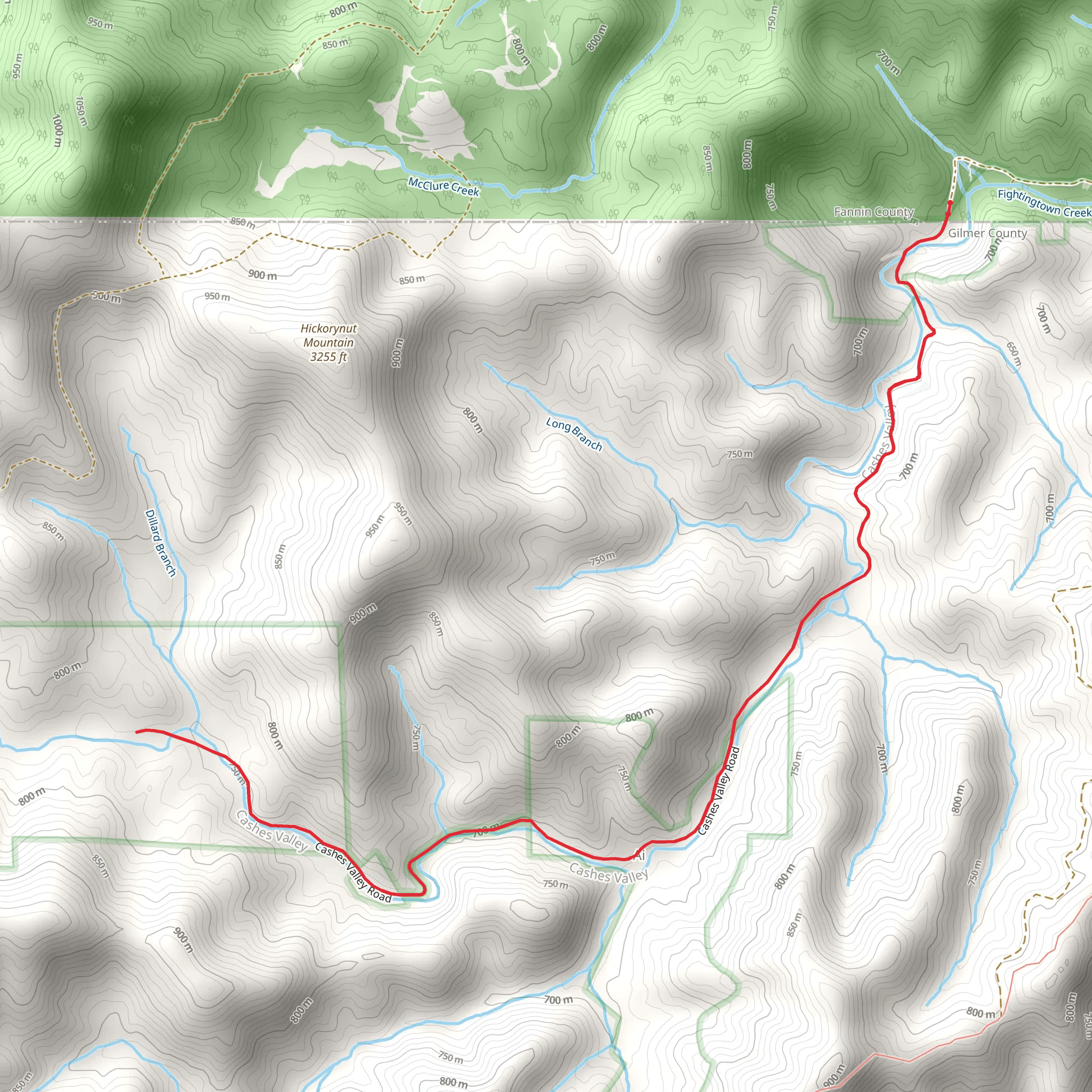 Cashes Valley Road mobile static map