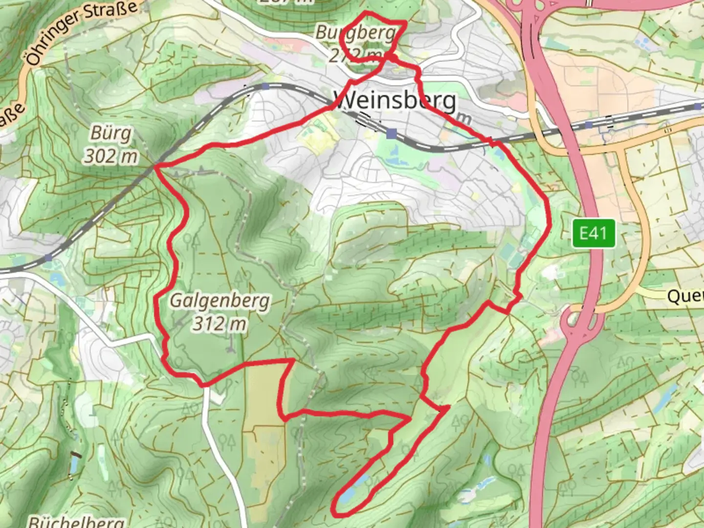 An image depicting the trail Zwischen Stadtsee und Waldheide and its surrounding area.