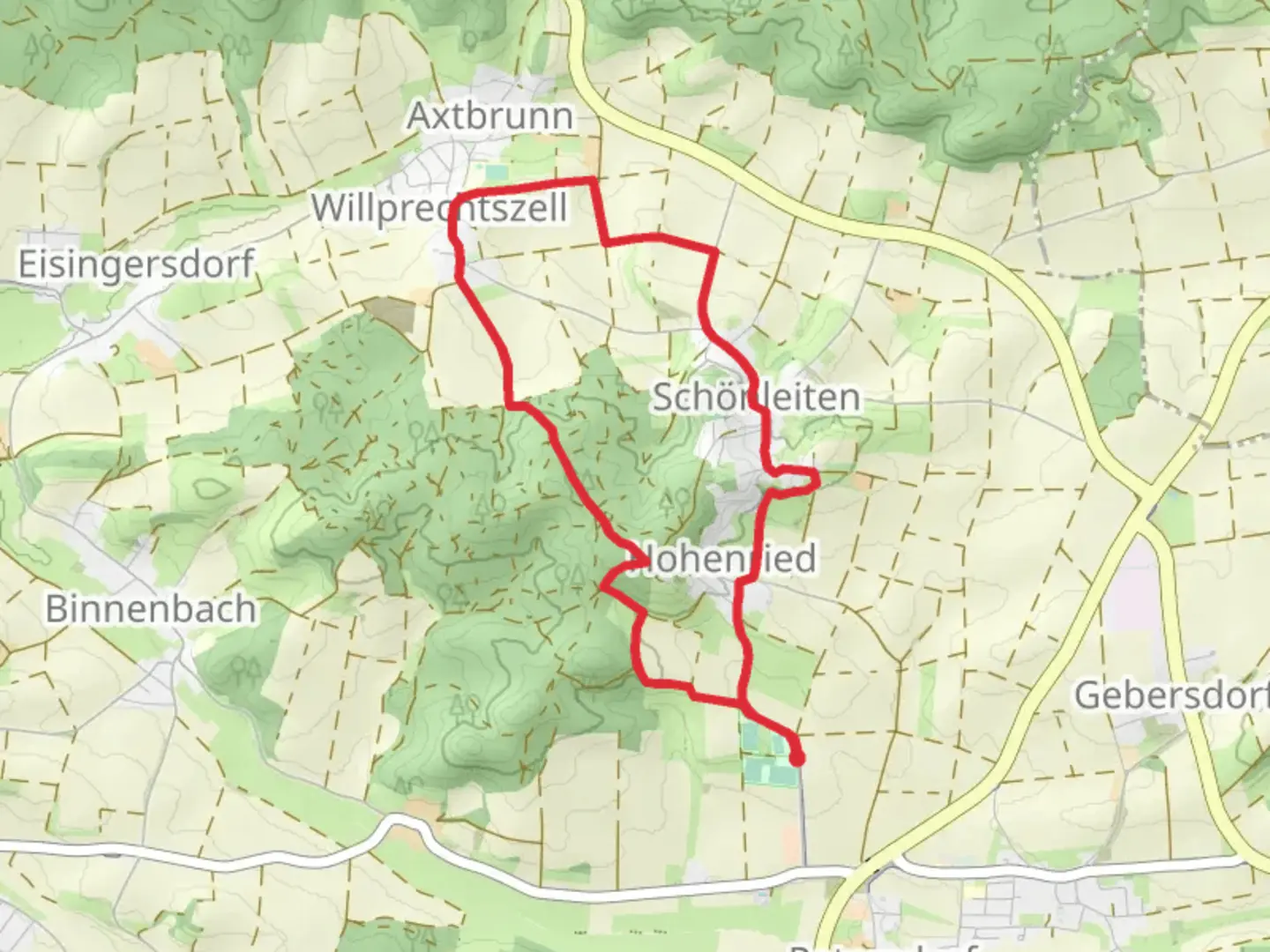 An image depicting the trail Run um Hohenried and its surrounding area.