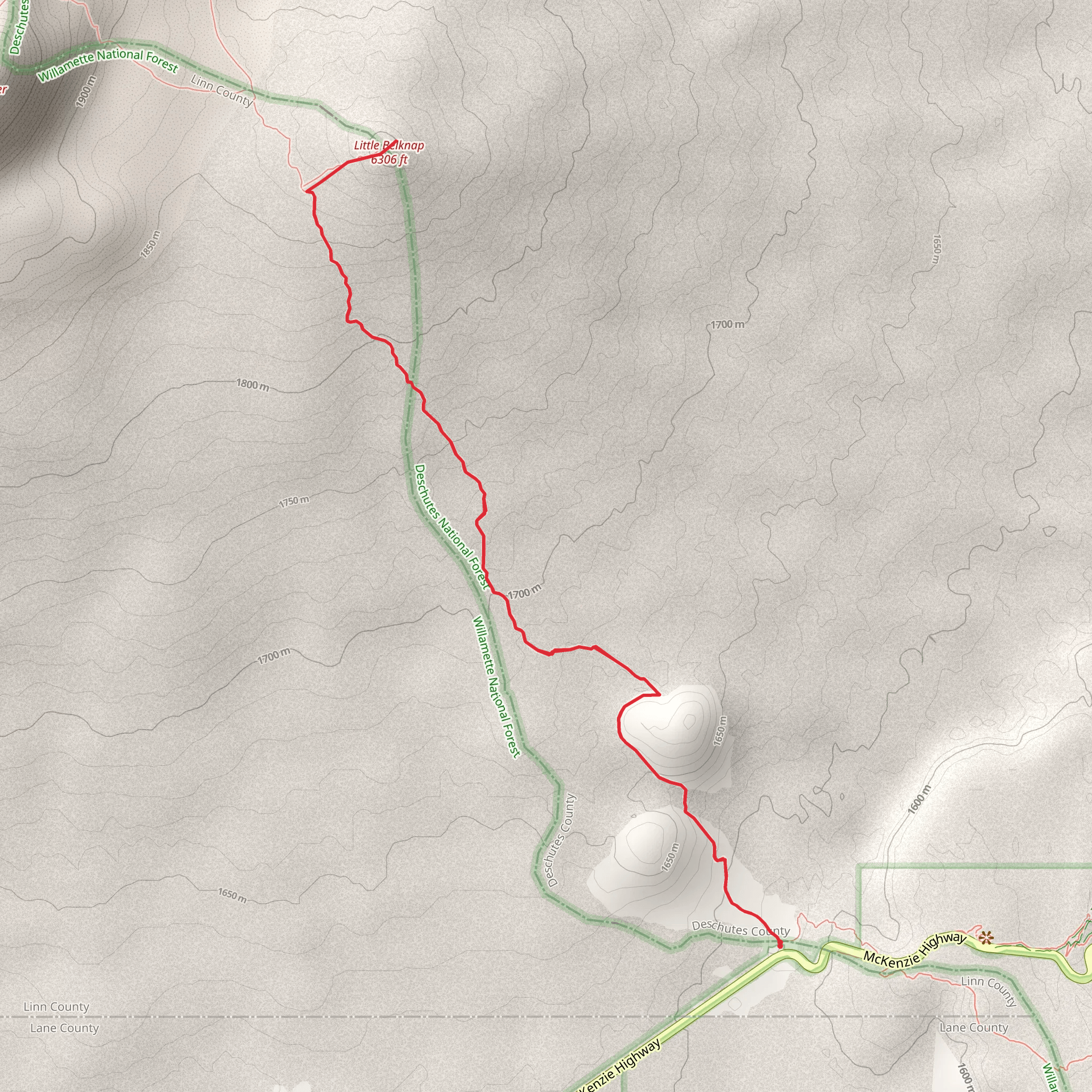 Little Belknap via Pacific Crest Trail mobile static map