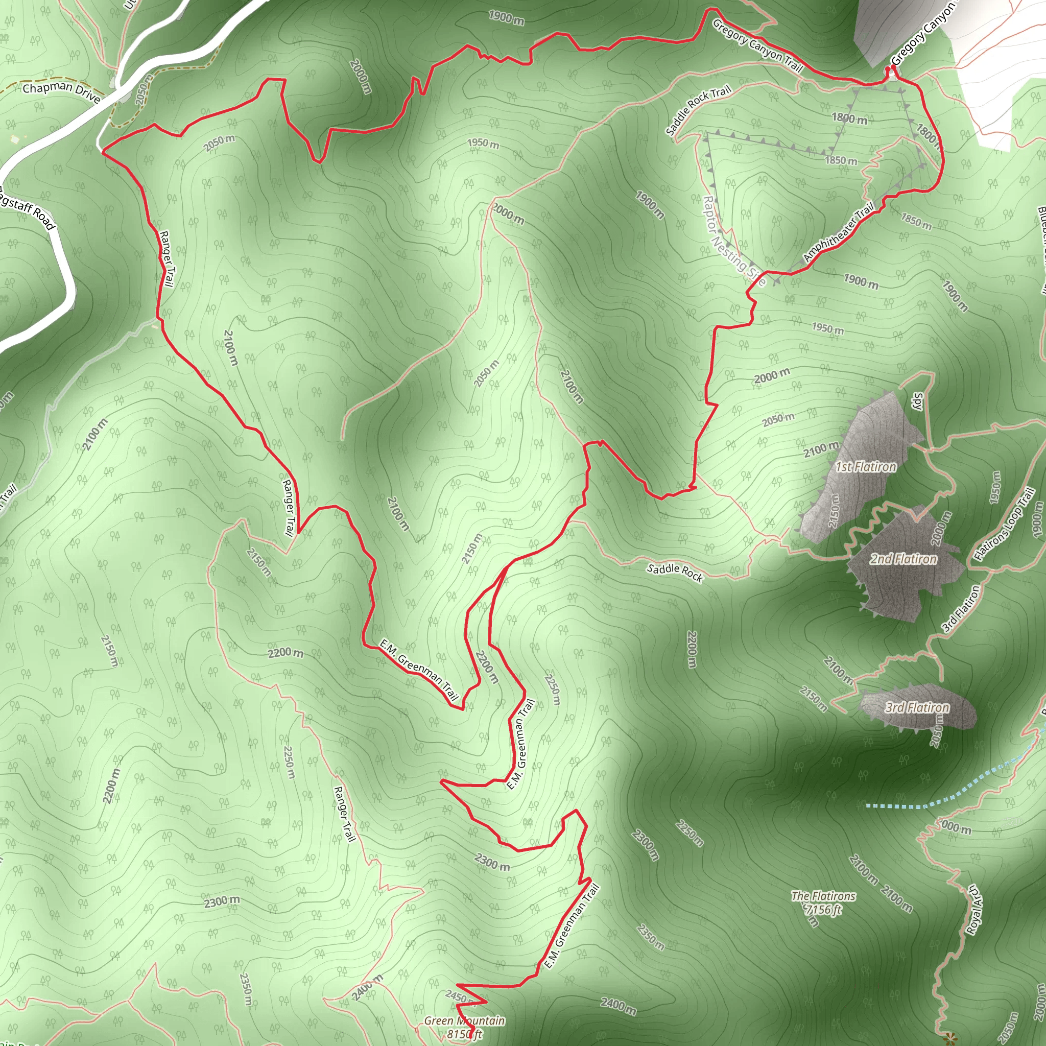 Green Mountain Loop via Ranger Trail and Saddle Rock Trail mobile static map