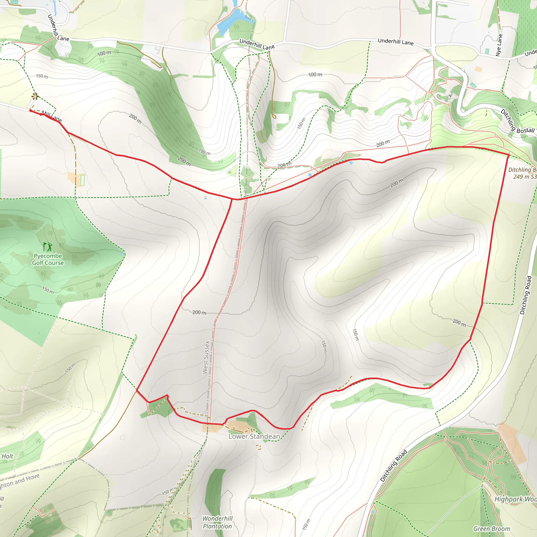 Ditchling Beacon Trail mobile static map