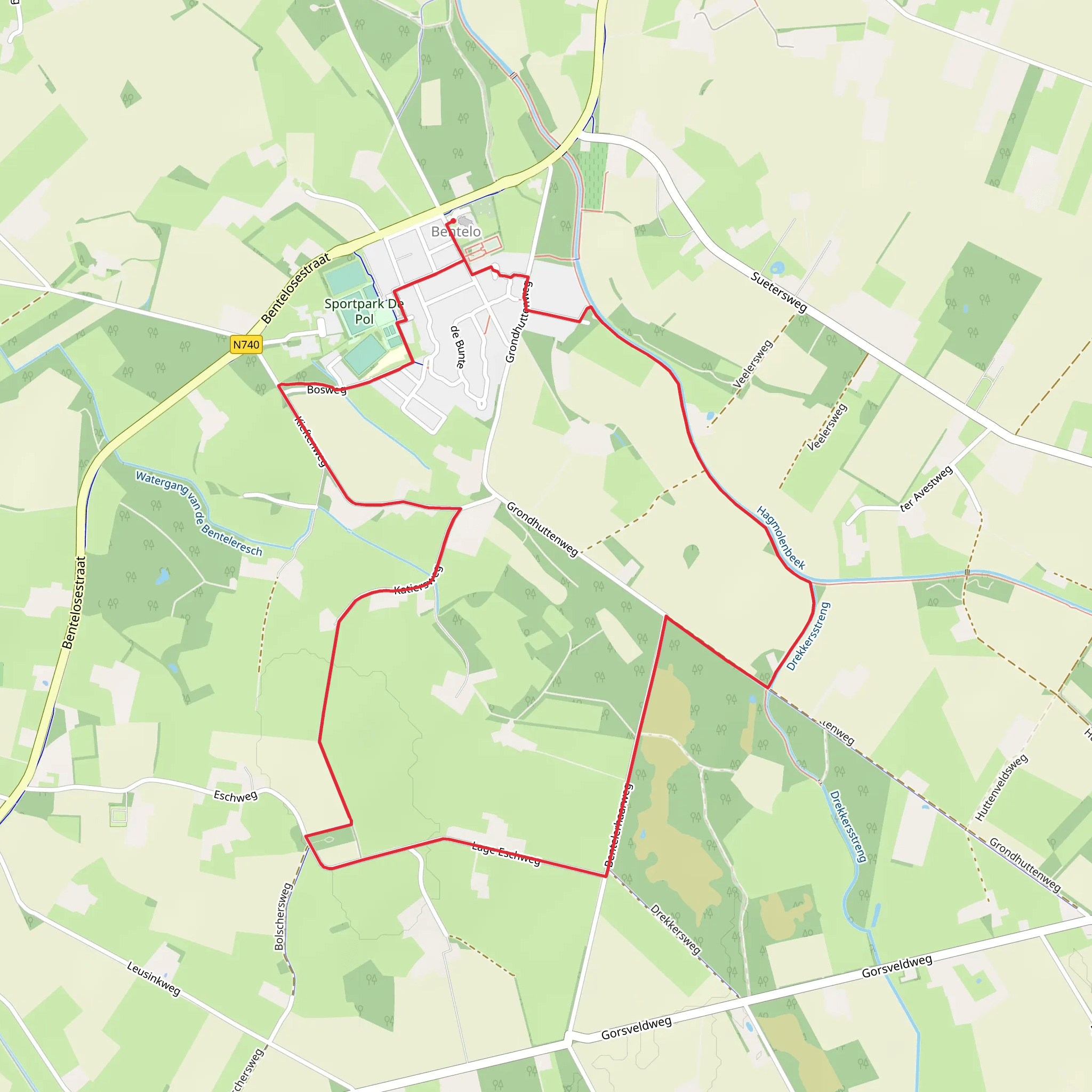 Hagmolenbeek via Katiers Weg and Grondhutten Weg mobile static map