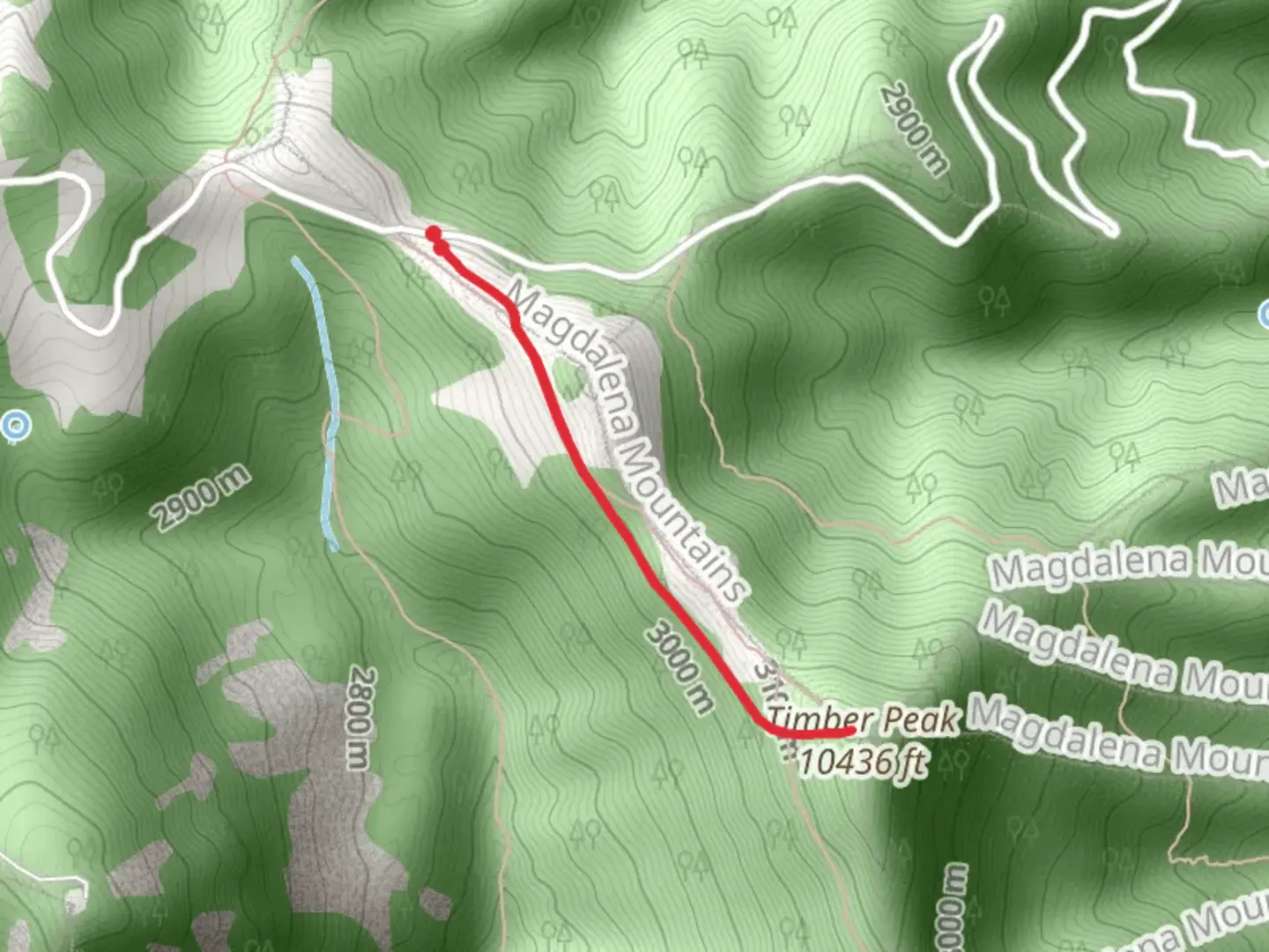 An image depicting the trail Timber Peak from Water Canyon Road and its surrounding area.