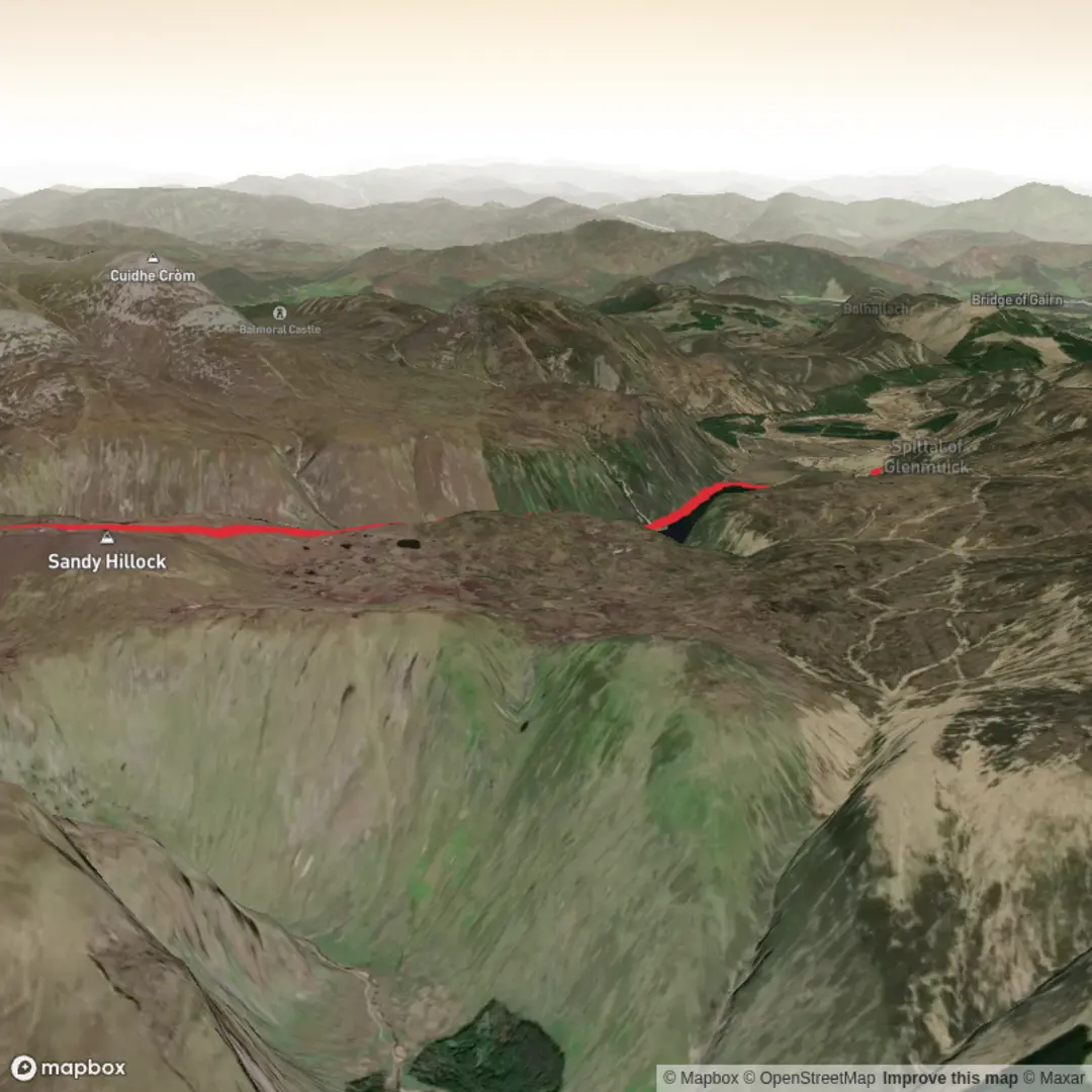 An image depicting the trail Loch muick long and its surrounding area.