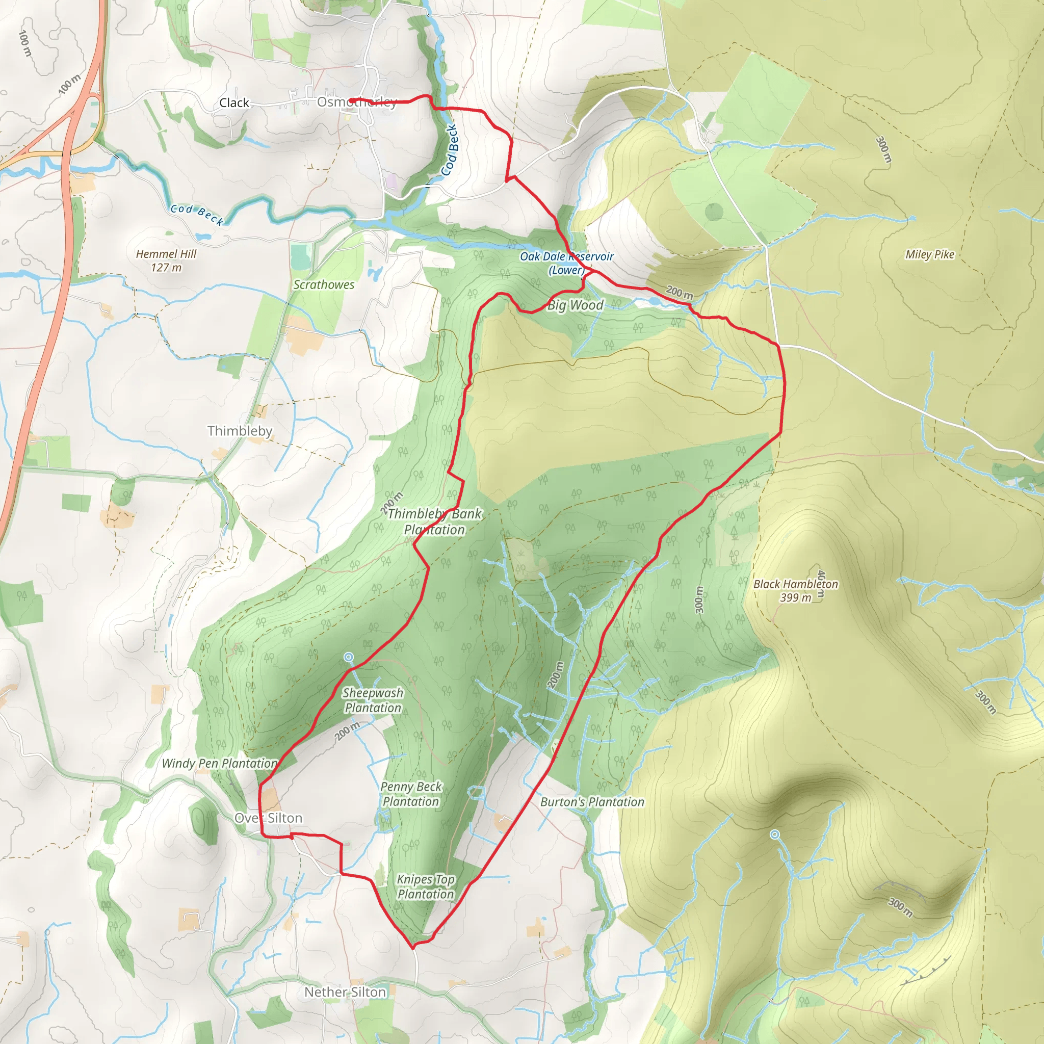 Osmotherley to Over Silton Loop mobile static map