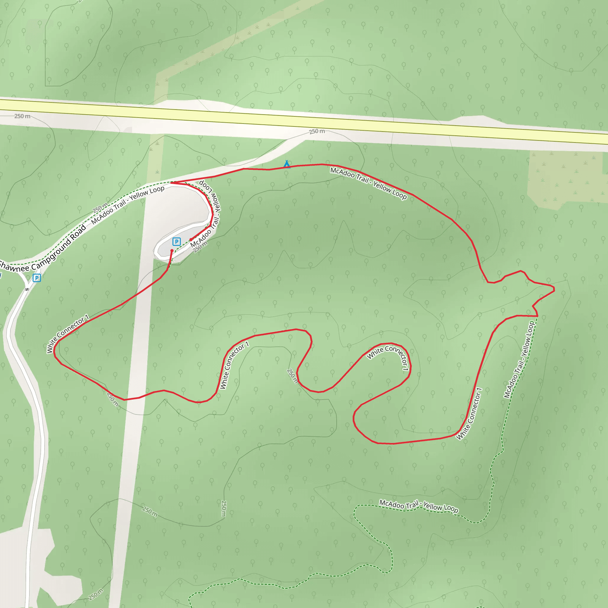 McAdoo Trail - Yellow and White Connector 1 Loop mobile static map