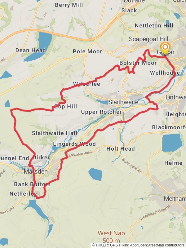 Map of Colne Valley Circular Walk, West Yorkshire
