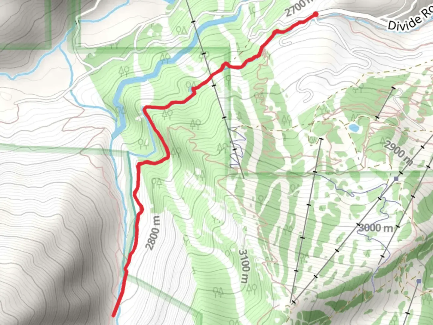 An image depicting the trail Ditch Trail and its surrounding area.