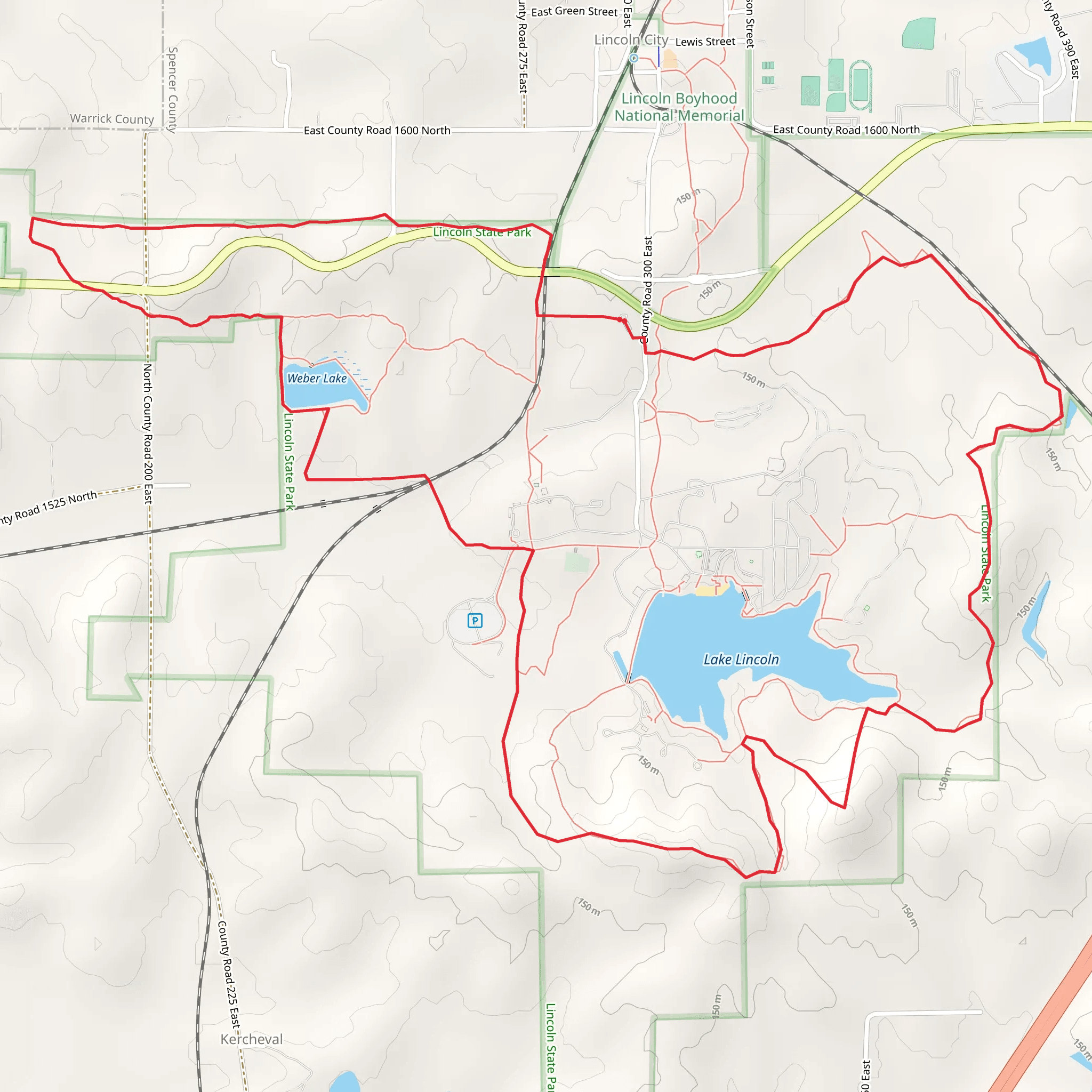 Weber Lake and Lake Lincoln Loop mobile static map