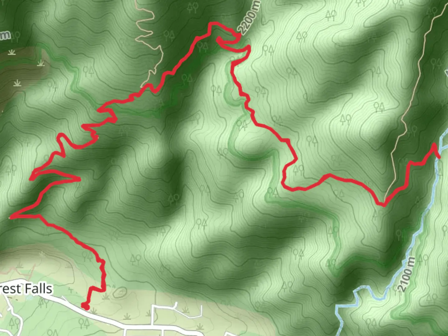 An image depicting the trail Dobbs Cabin Camp, Falls Creek and Momyer Creek Trail and its surrounding area.