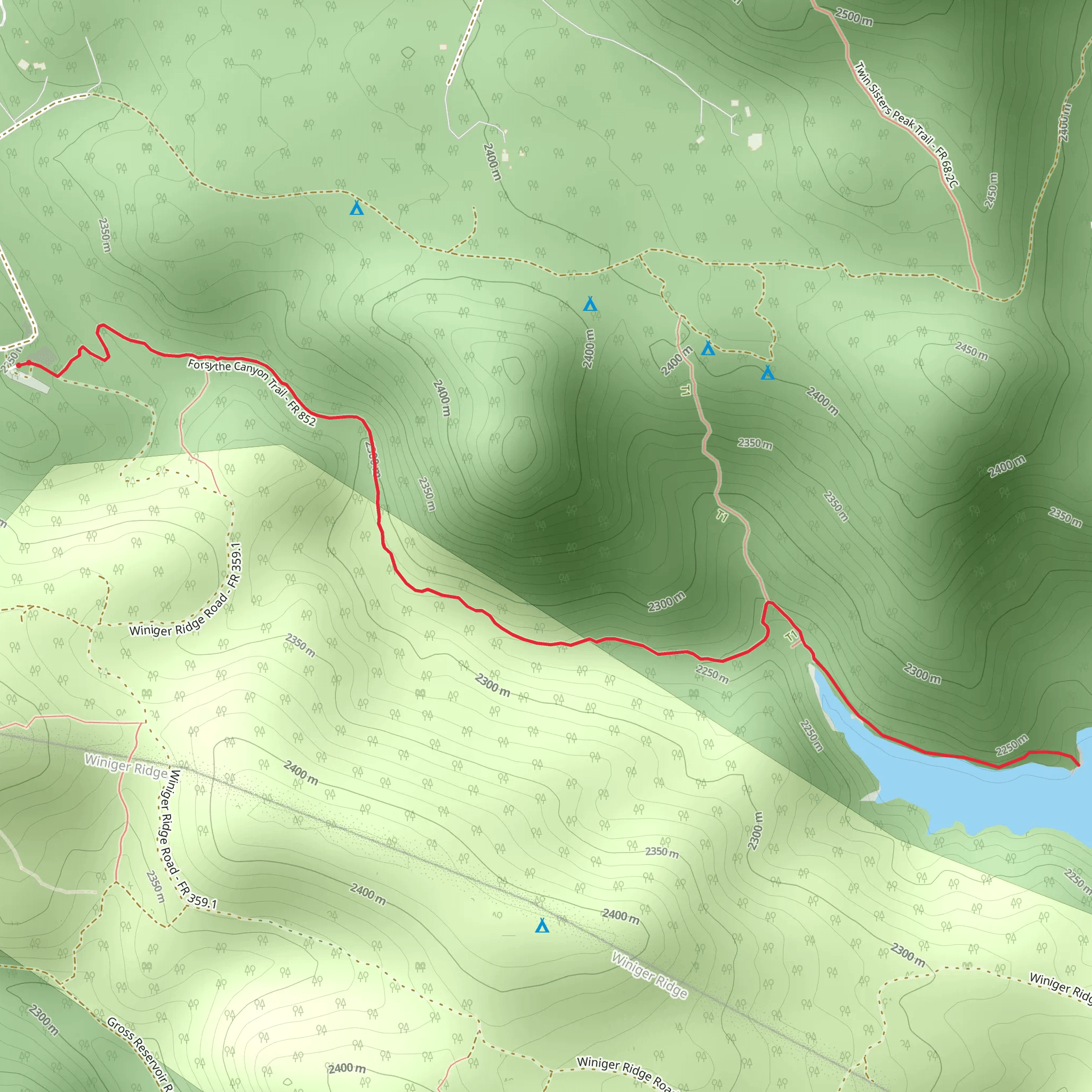 Gross Reservoir via Forsythe Canyon Trail mobile static map
