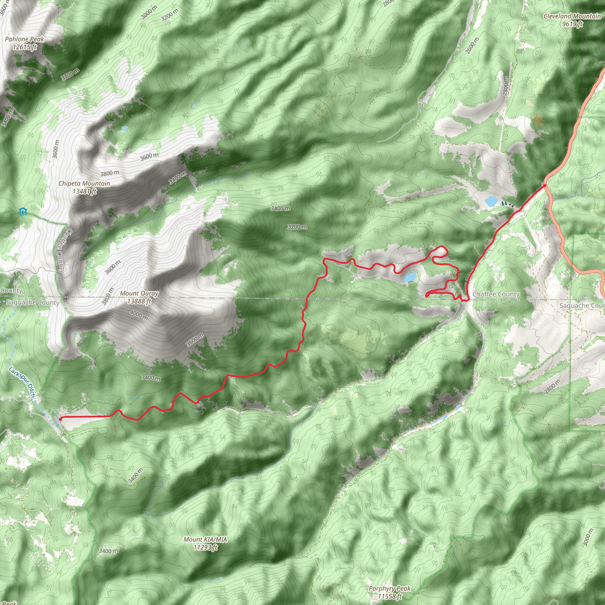 Marshall Pass Road Trail mobile static map