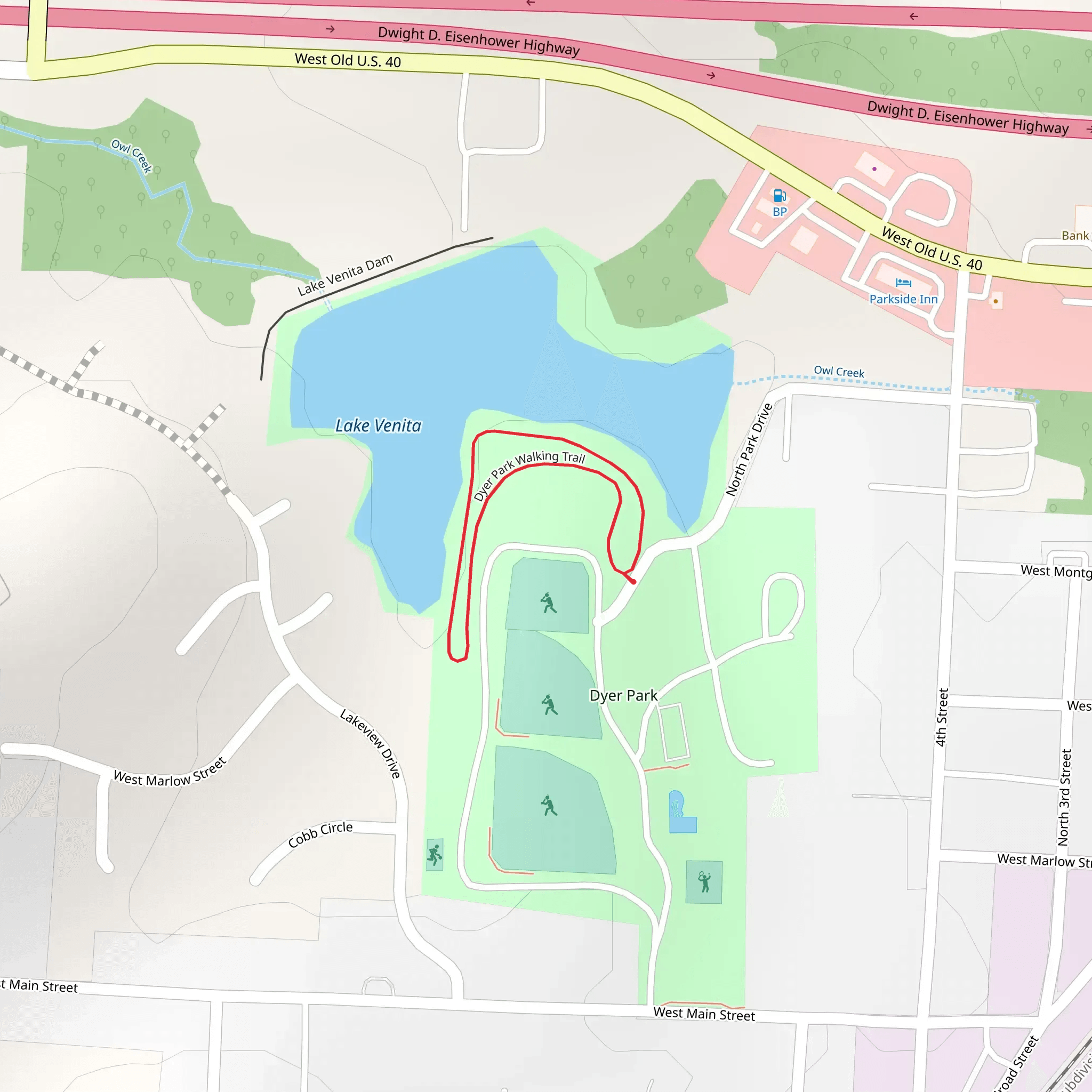 Dyer Park Palking Loop Trail mobile static map