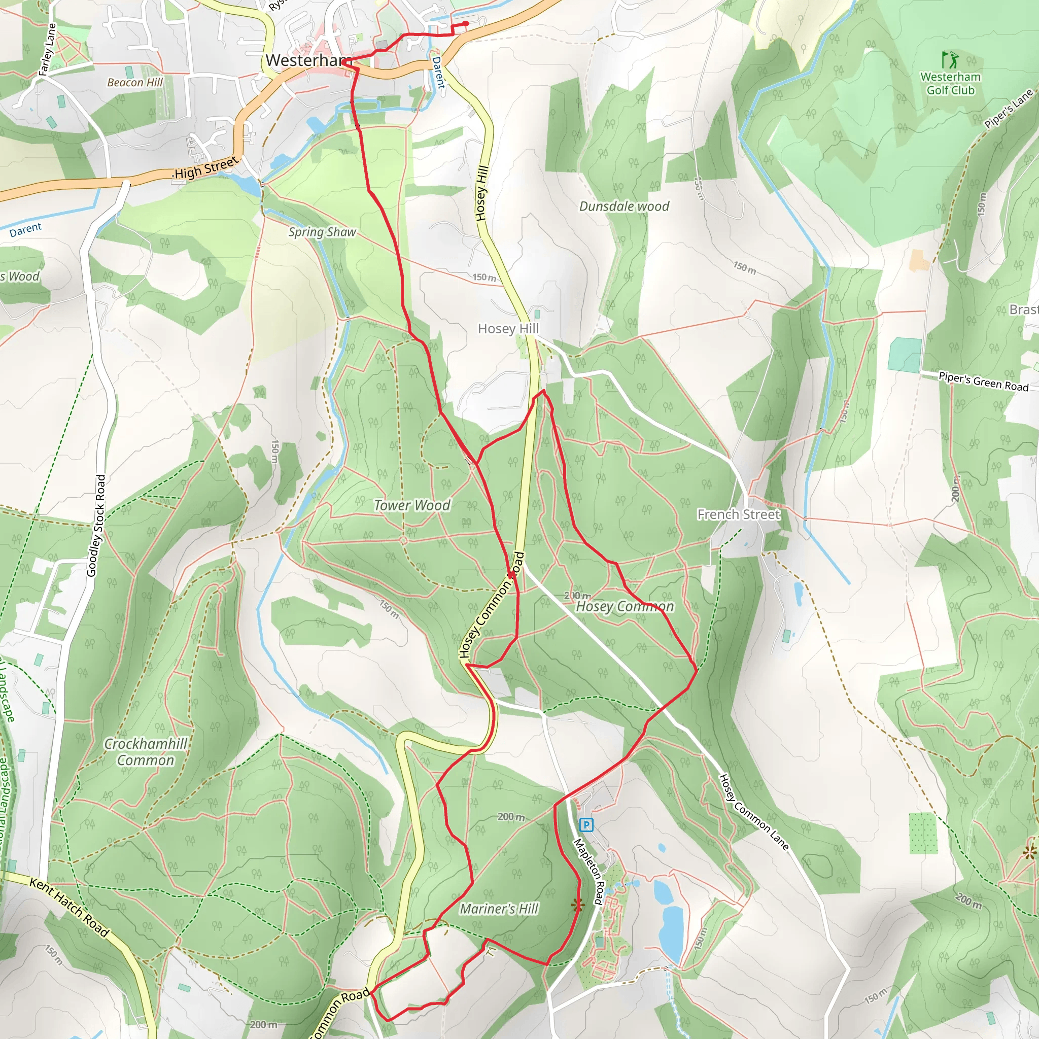 Mariner's Hill and Hosey Common Loop mobile static map