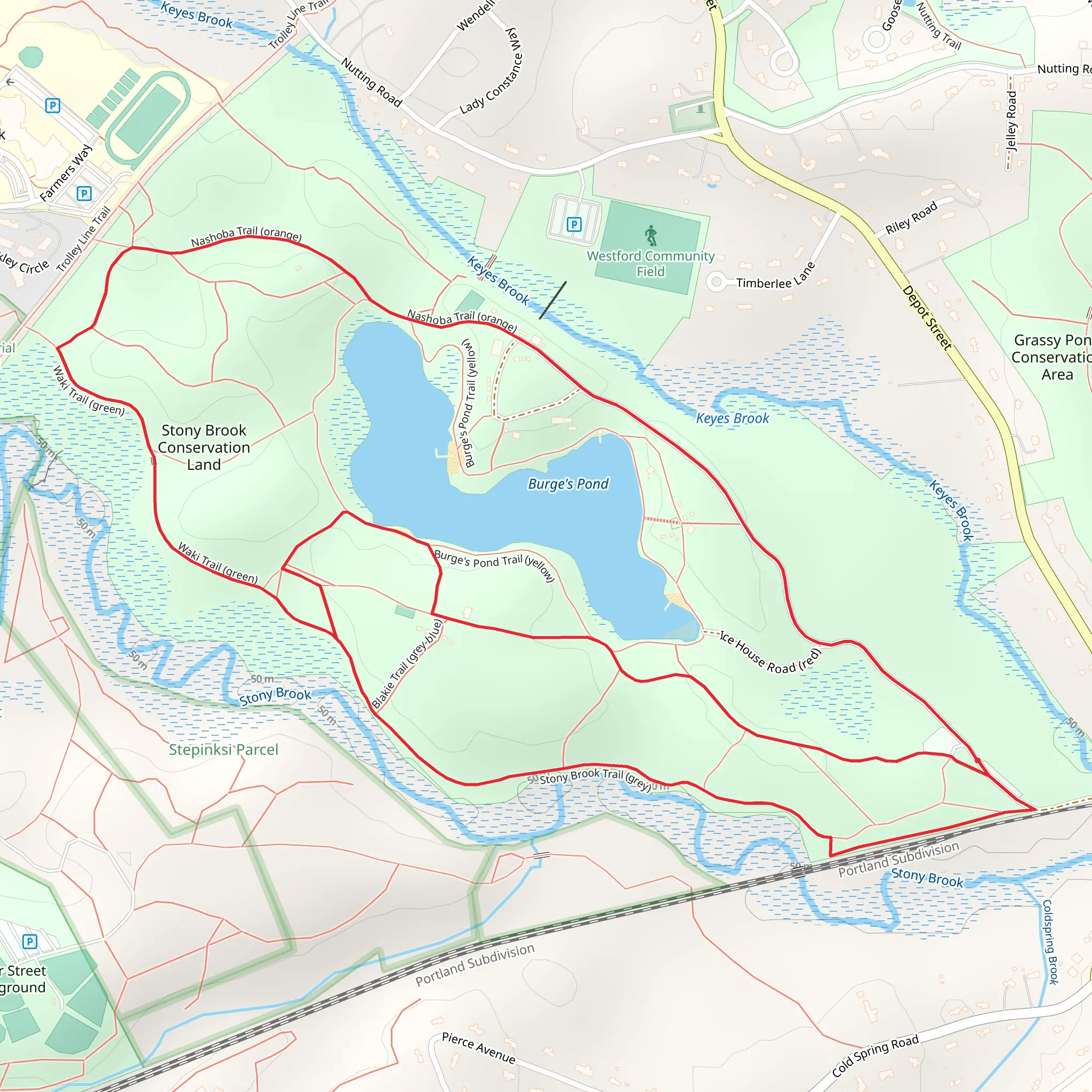 Burges Pond - Stony Brook Conservation Land mobile static map