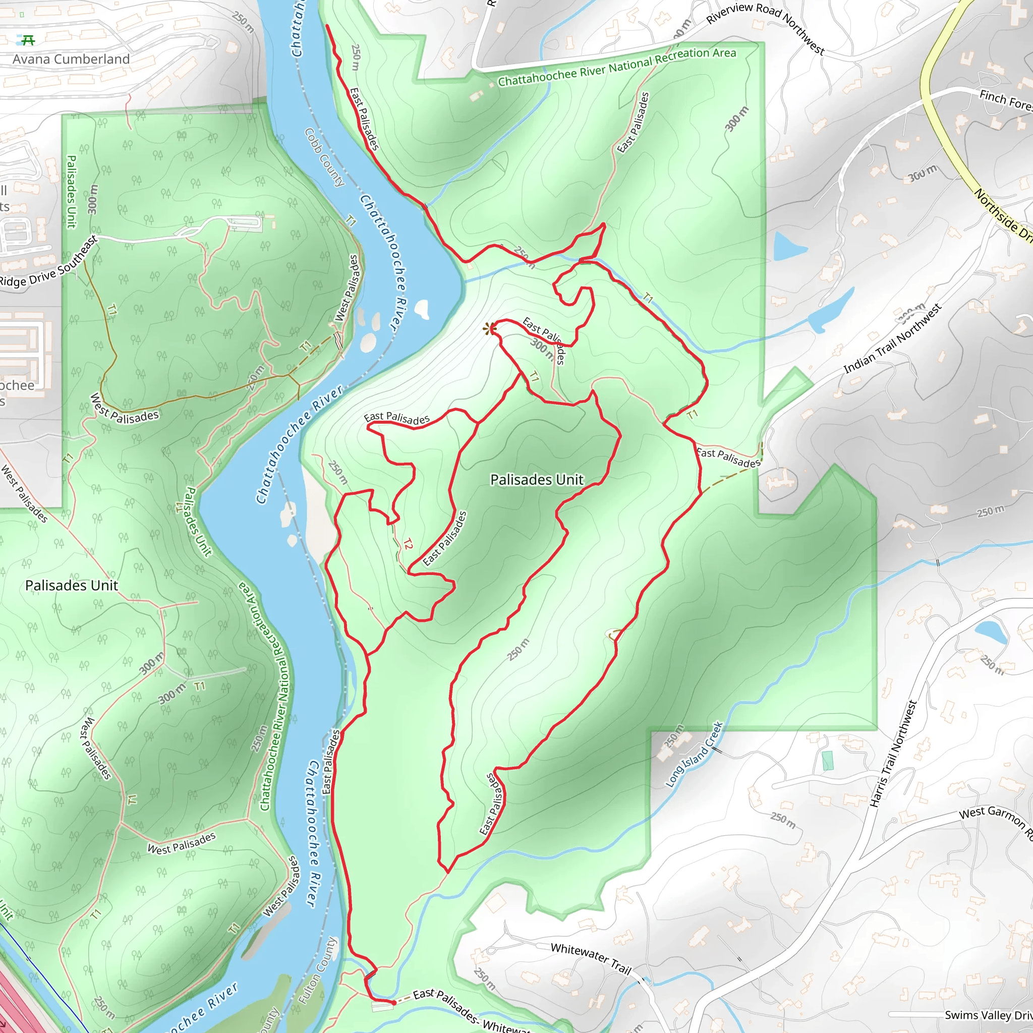 East Palisades Loop - Long mobile static map