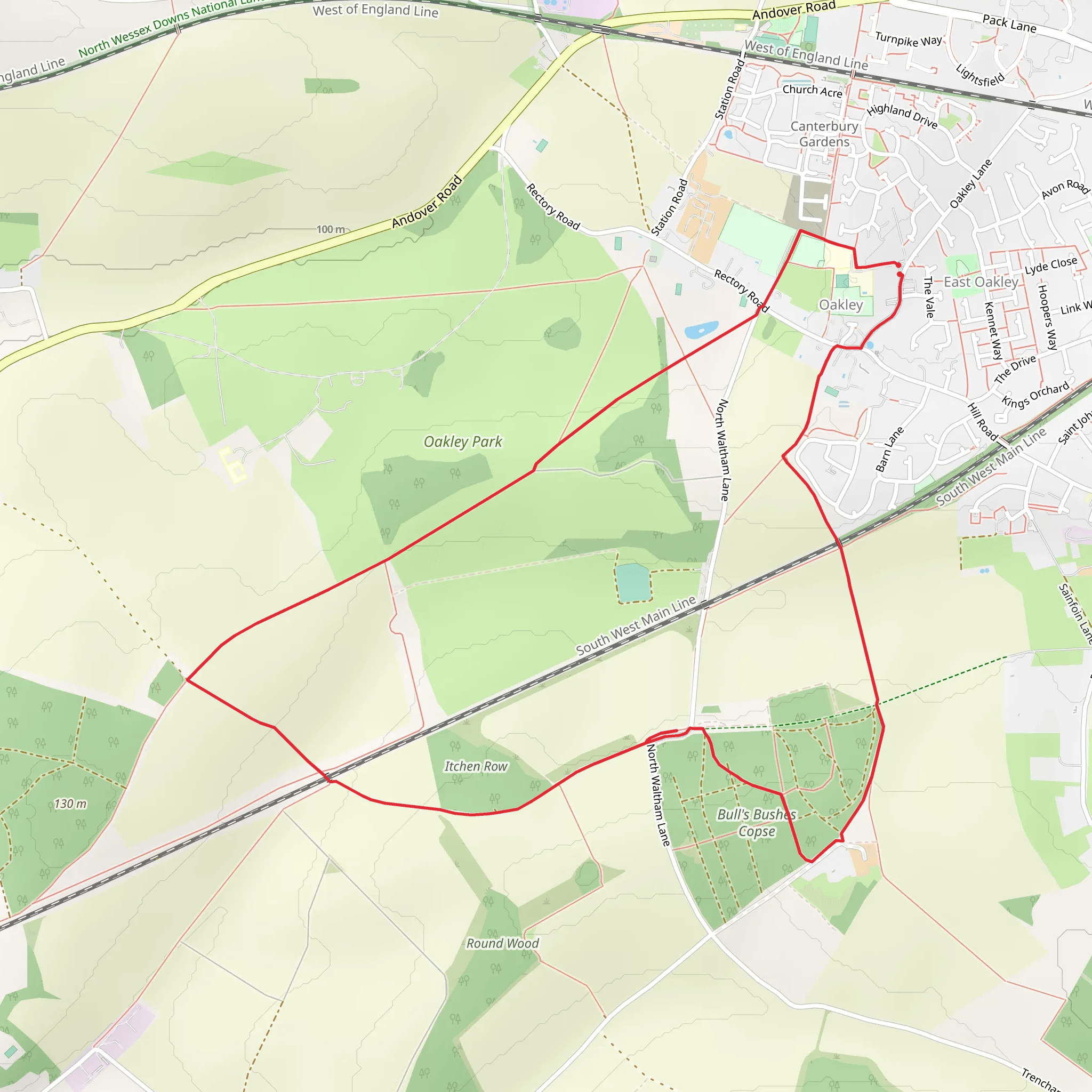 Bull's Bushes Copse Loop mobile static map