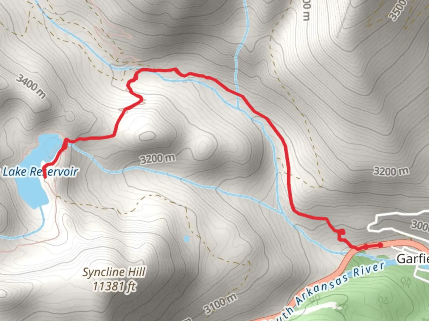 An image depicting the trail Boss Lake Reservoir via CDT and its surrounding area.
