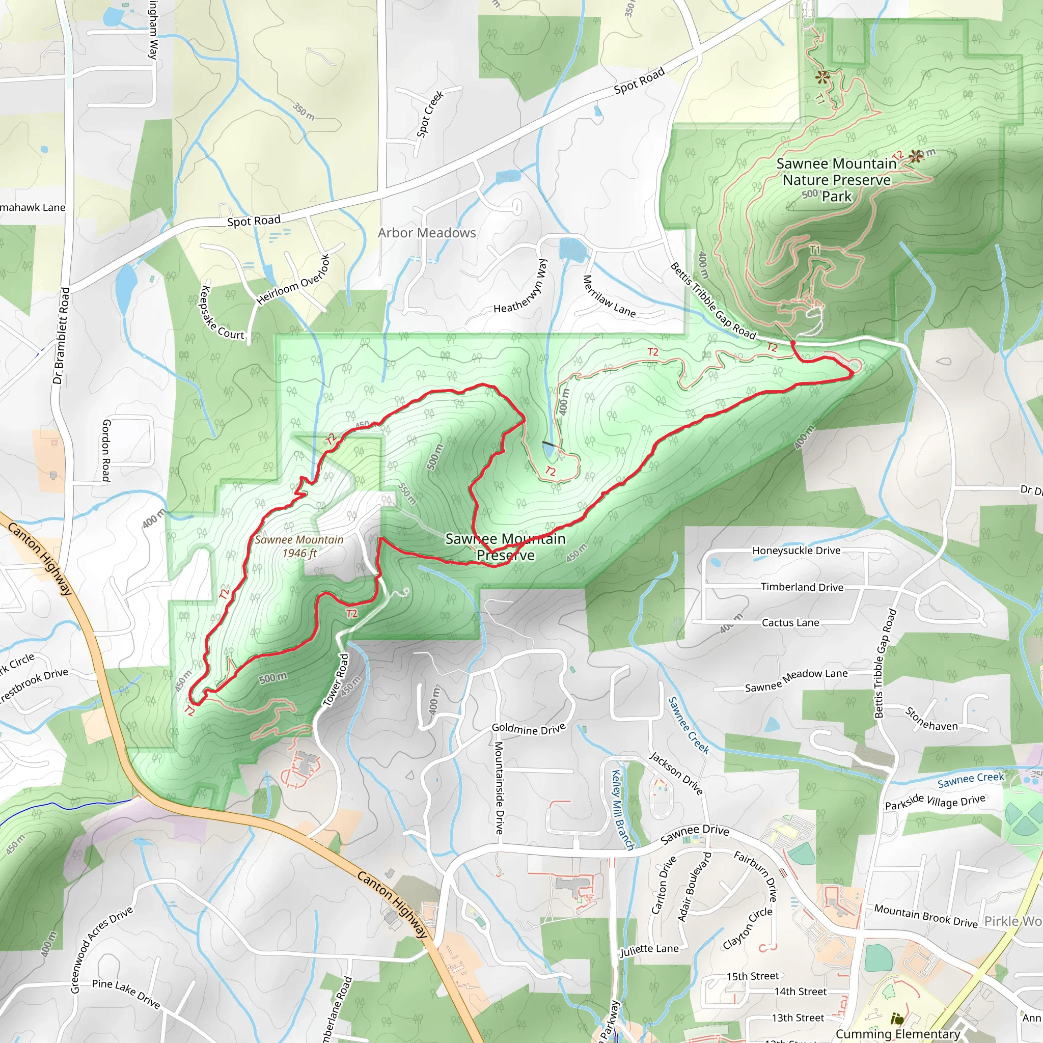 Ridgeline and Mountainside Loop Trail mobile static map
