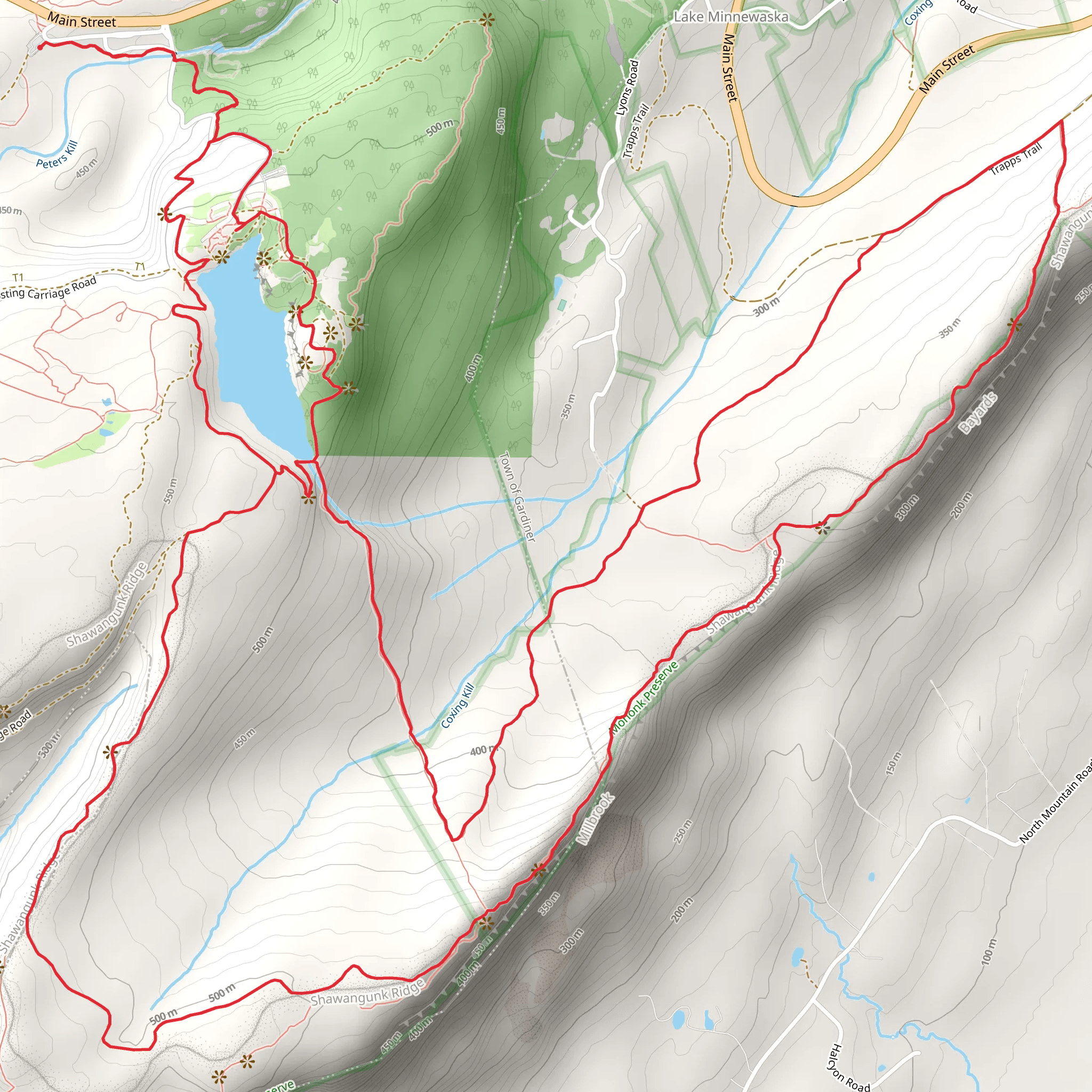Lake Minnewaska and Millbrook Mountain Loop Trail mobile static map