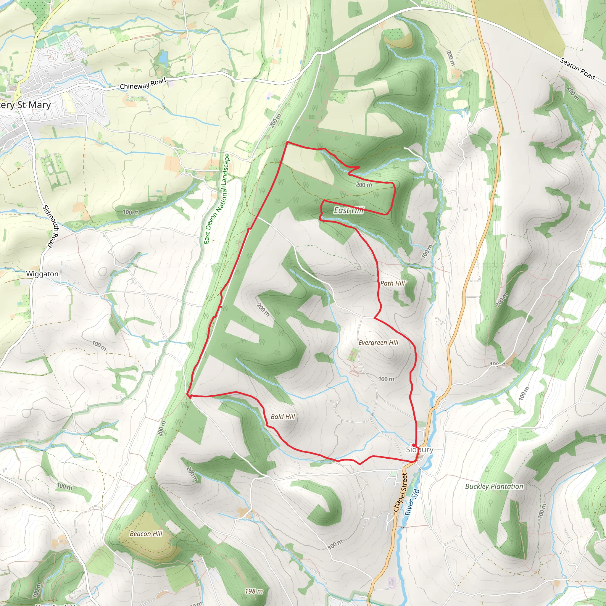 East Hill, Big Wood and Core Copse Loop mobile static map
