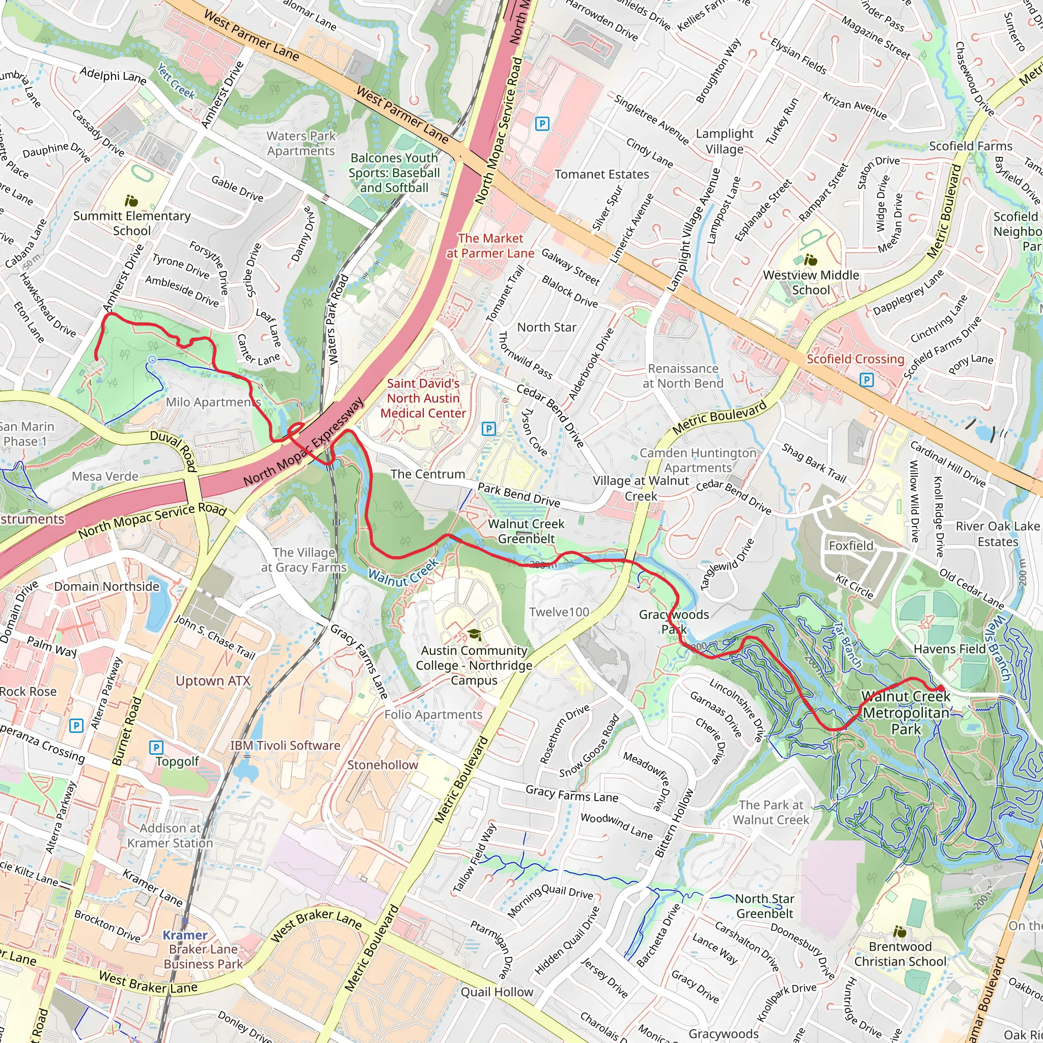 Northern Walnut Creek Trail mobile static map