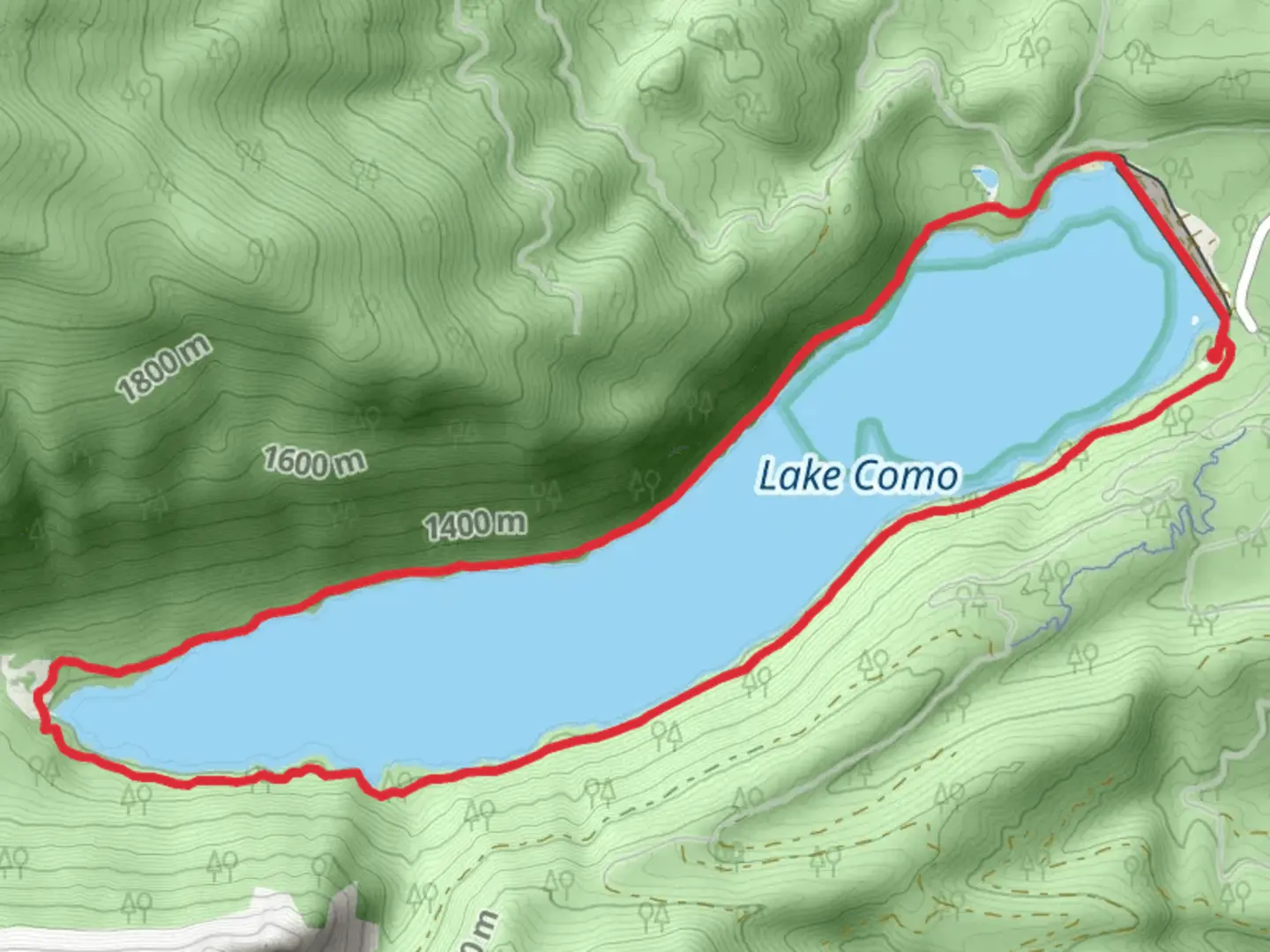 An image depicting the trail Lake Como Loop and its surrounding area.