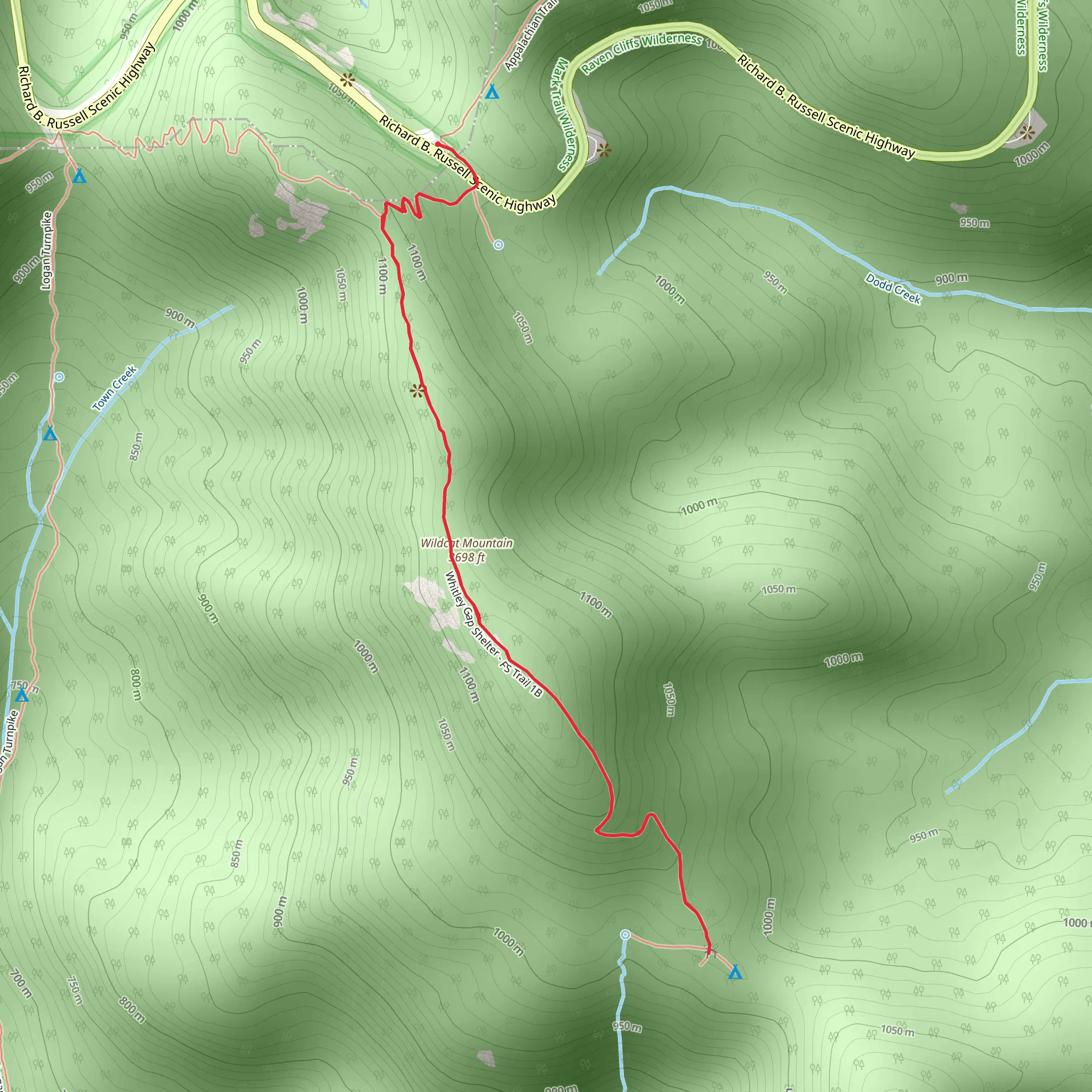 Wildcat Mountain via Appalachian Trail mobile static map