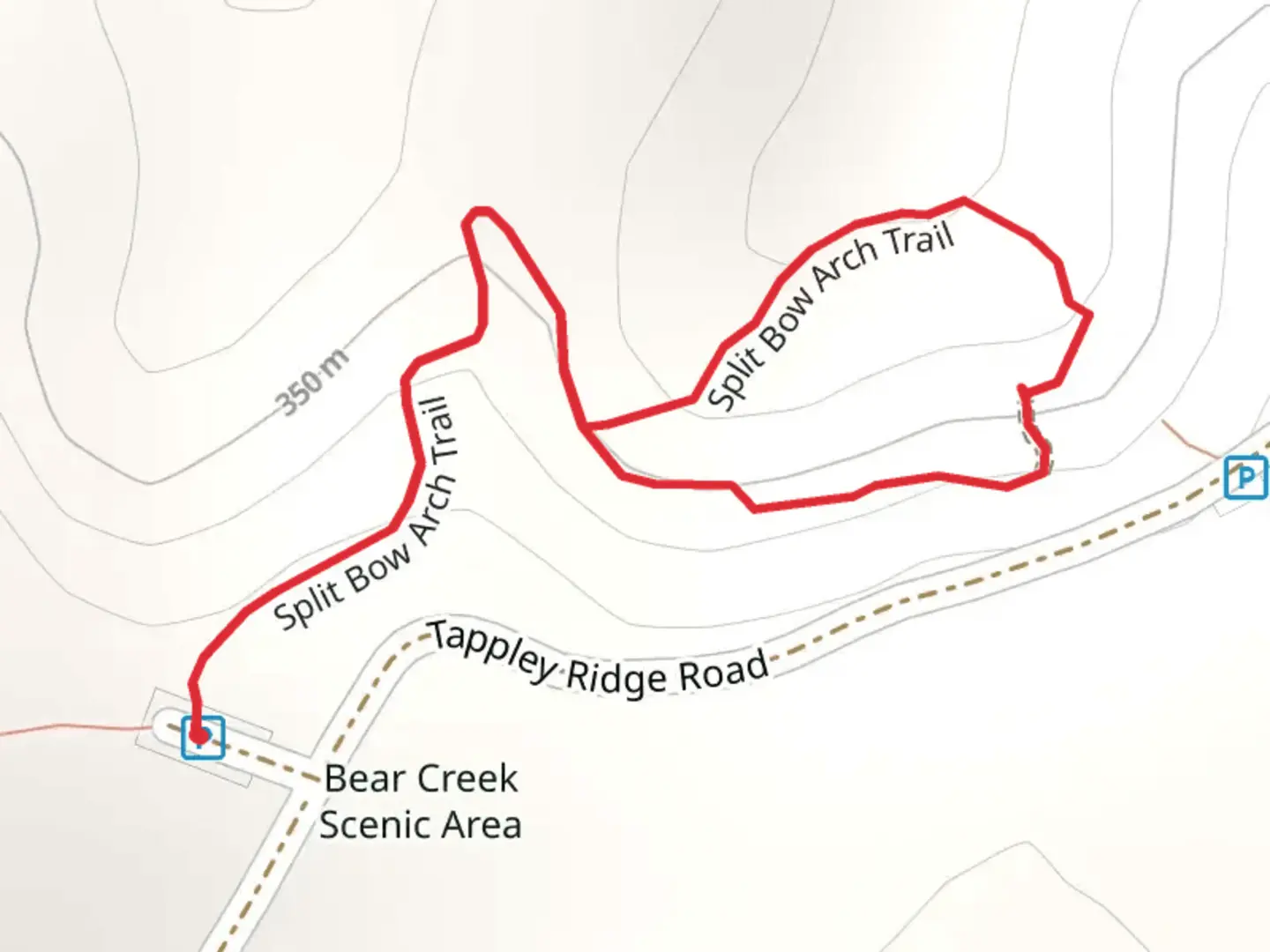 An image depicting the trail Split Bow Arch Loop Trail and its surrounding area.