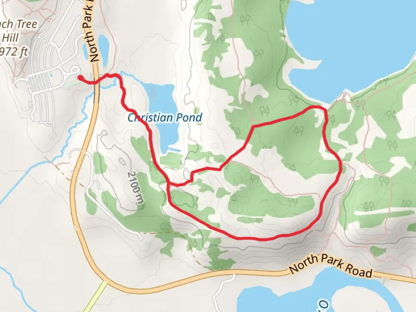 An image depicting the trail Oxbow Bend Trail and Lookout Rock Cutoff Trail and its surrounding area.