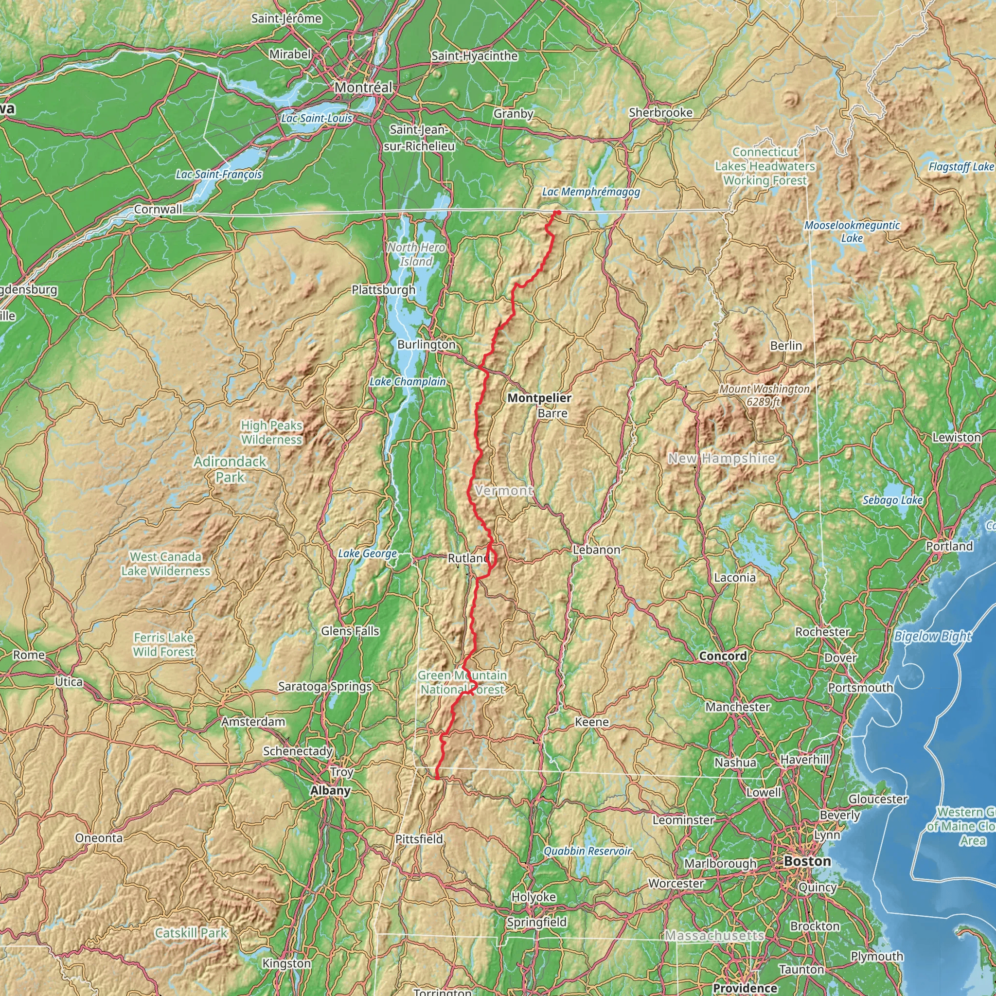 Vermont Long Trail mobile static map