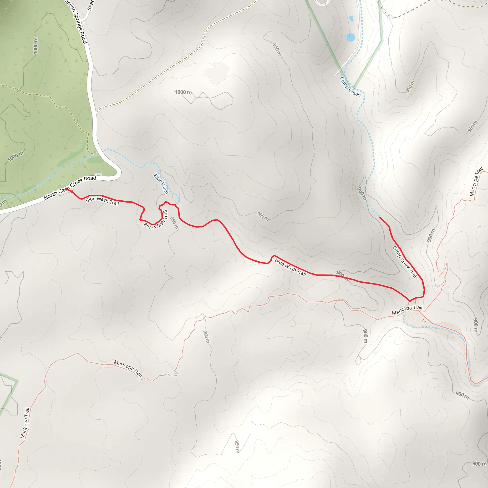 Camp Creek and Blue Wash Trail mobile static map