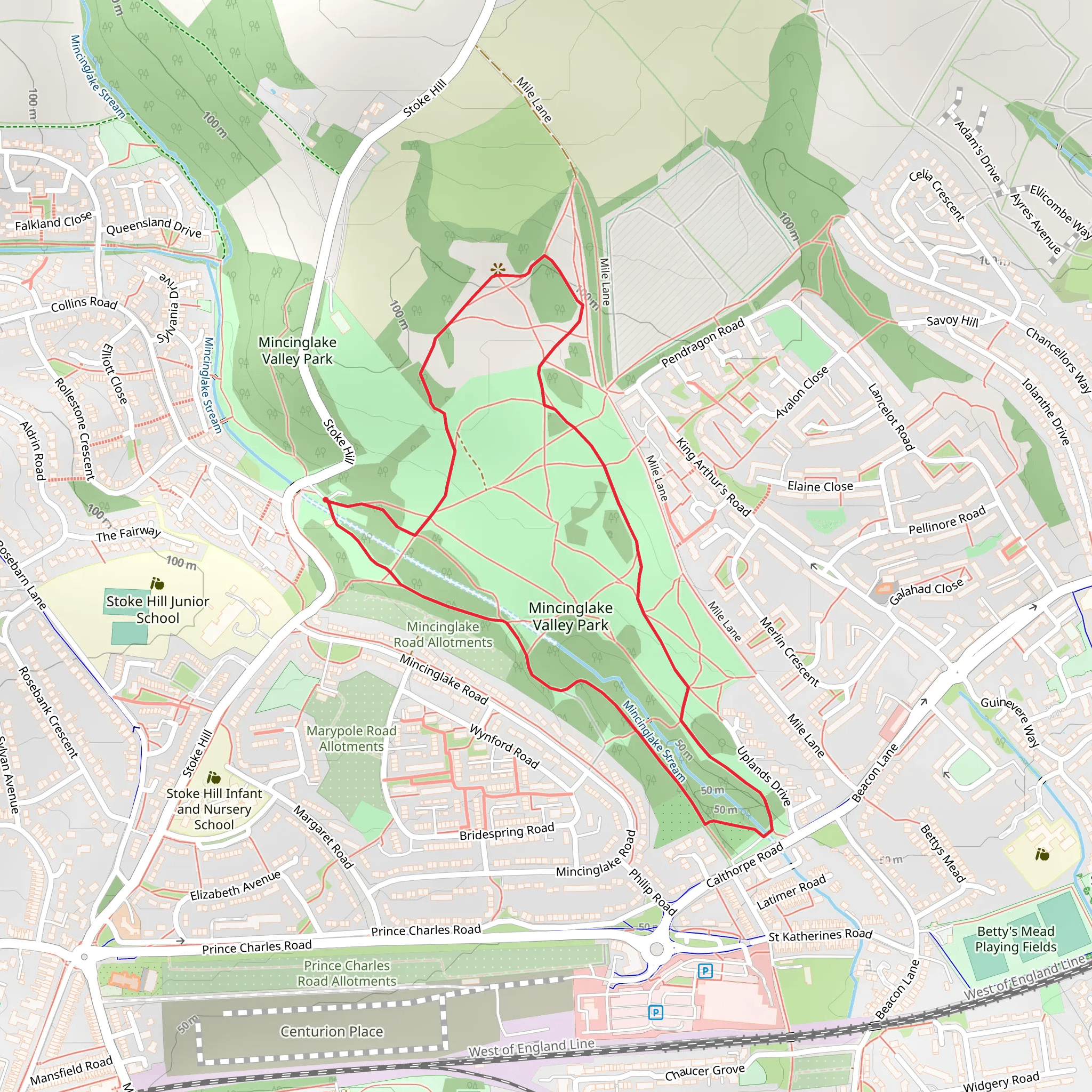 Mincinglake Valley Park Loop mobile static map