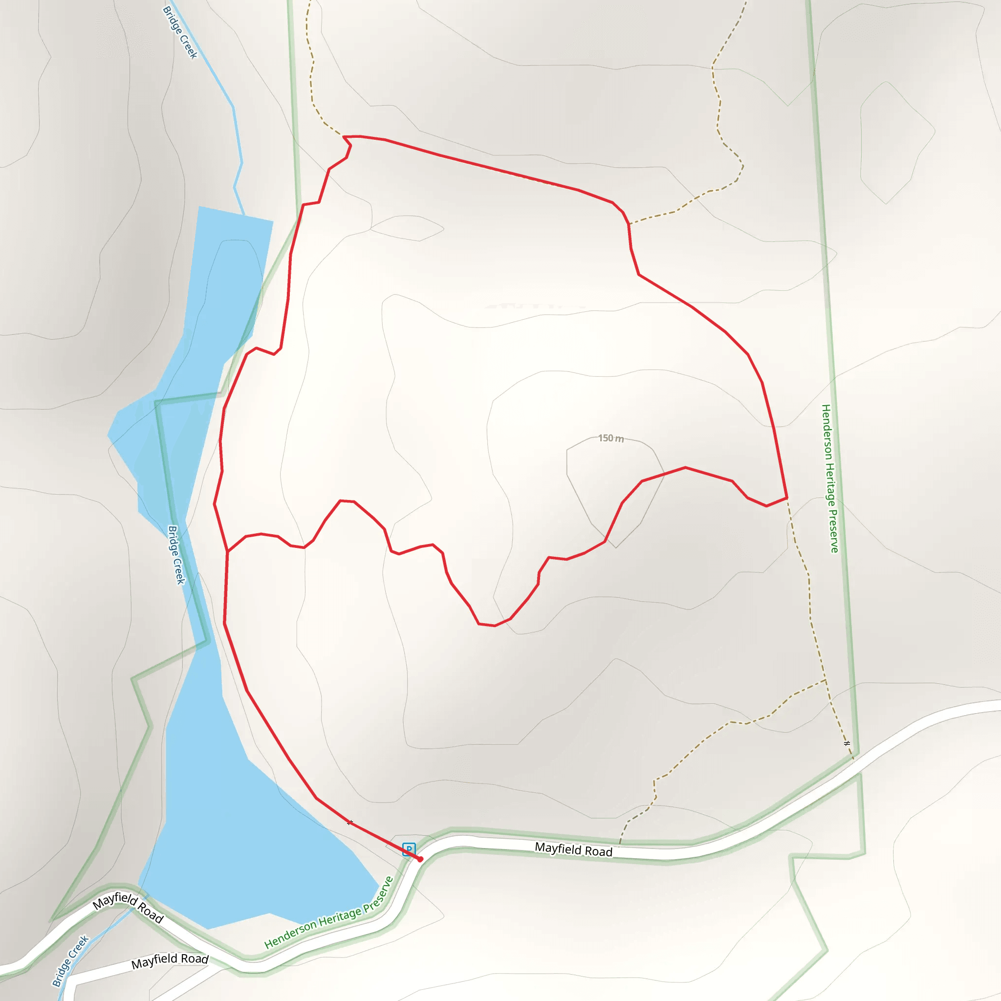 Loop beside Bridge Creek from Mayfield Road mobile static map