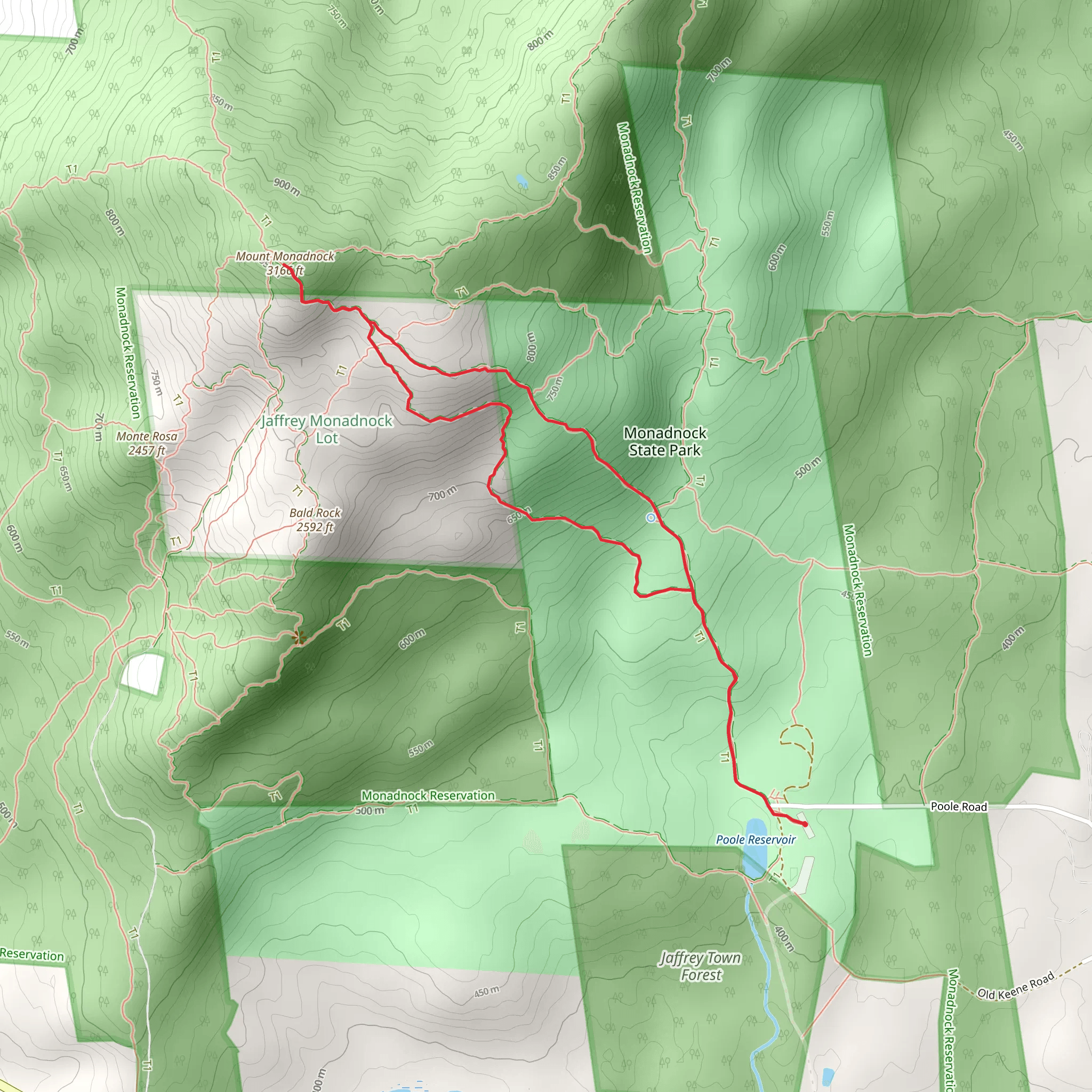 Mount Monadnock Loop via White Dot Trail mobile static map