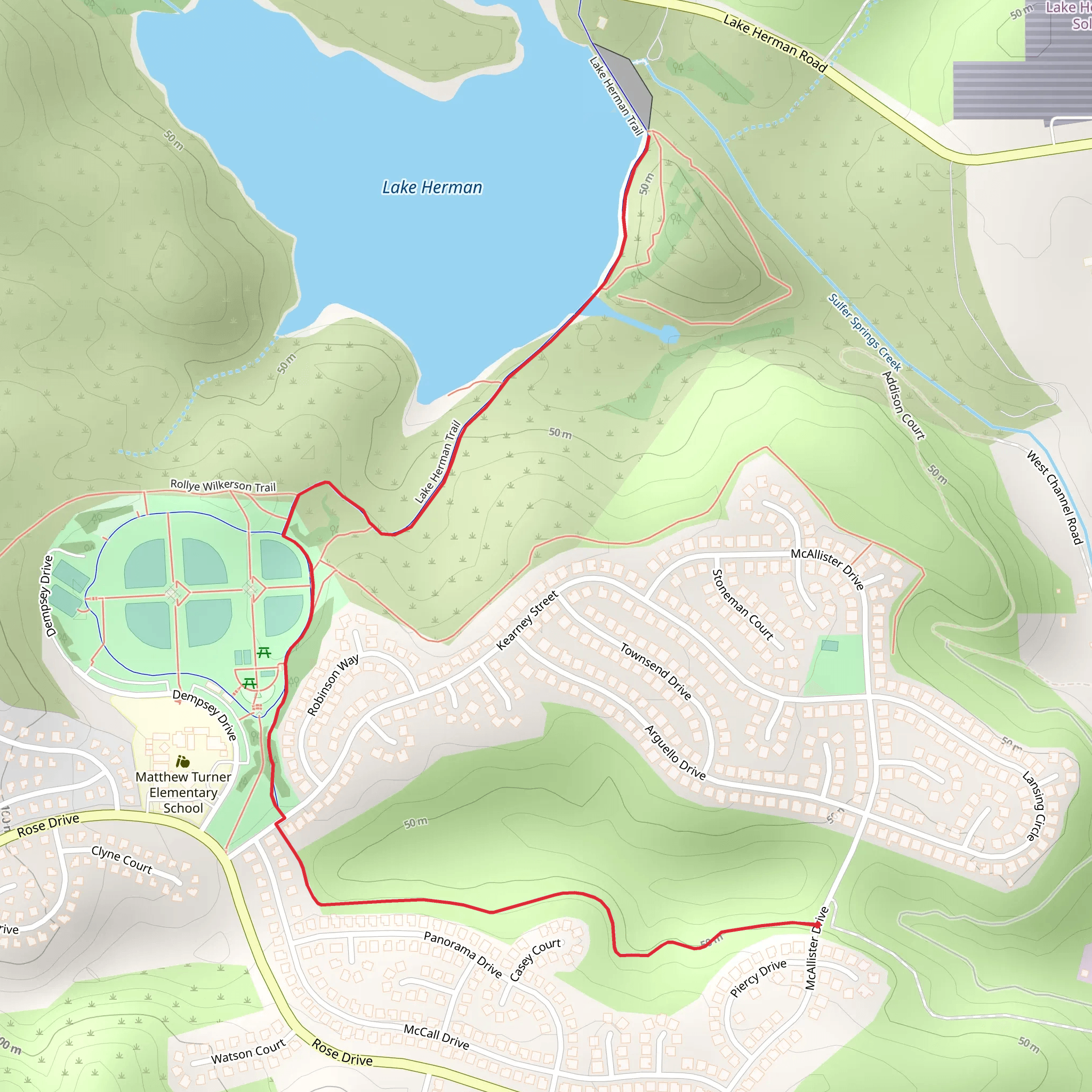 Lake Herman Trail from McAllister Road mobile static map